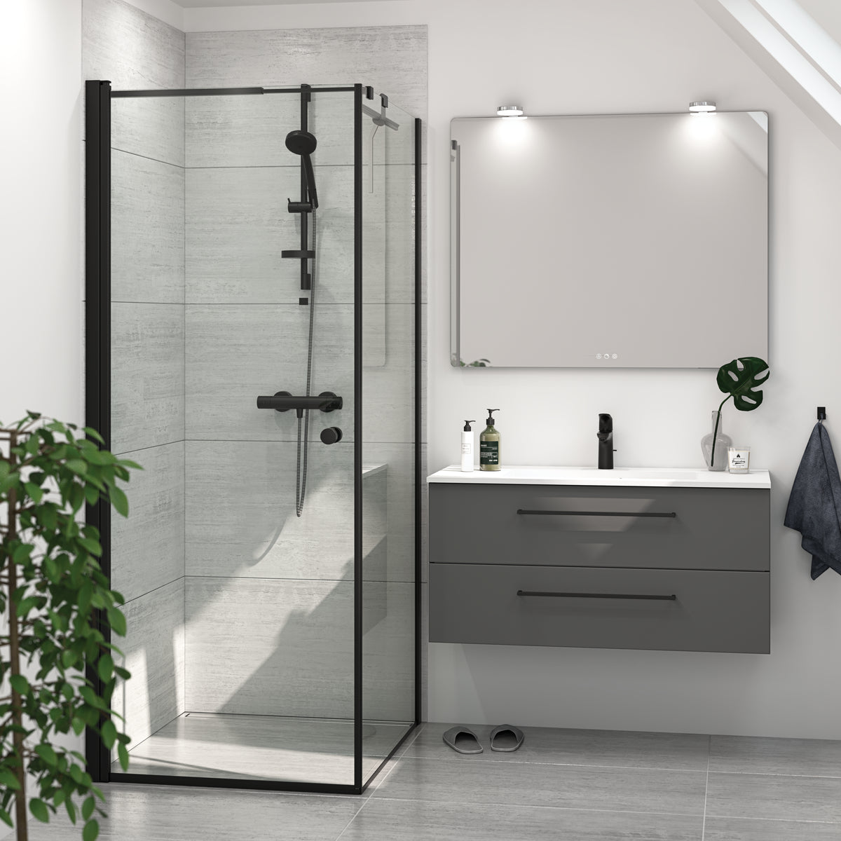 DANSANI Brusedør H:200*87-89 cm sort/klar
