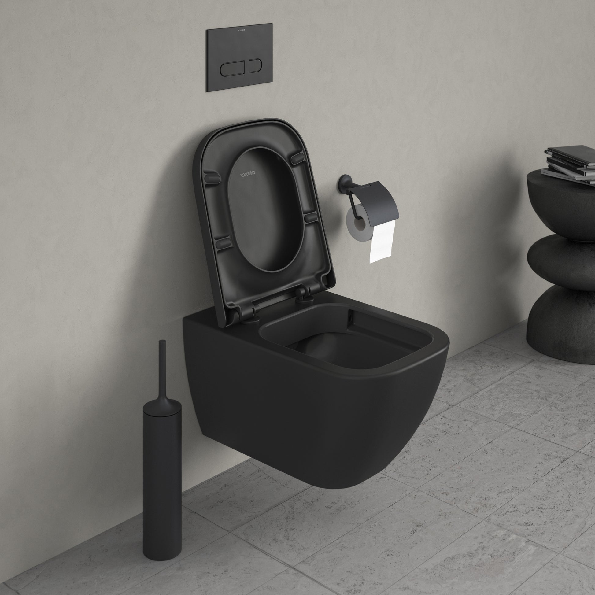 Happy D.2 vægtoilet med åben skylle-rand, antracit, WonderGliss