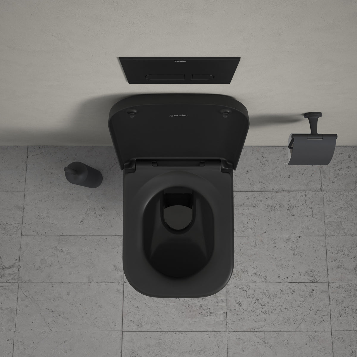 Duravit Happy D.2 vægtoilet med åben skylle-rand, antracit