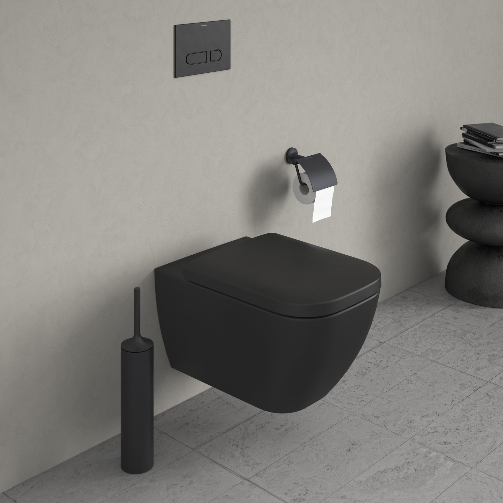 Happy D.2 vægtoilet med åben skylle-rand, antracit, WonderGliss