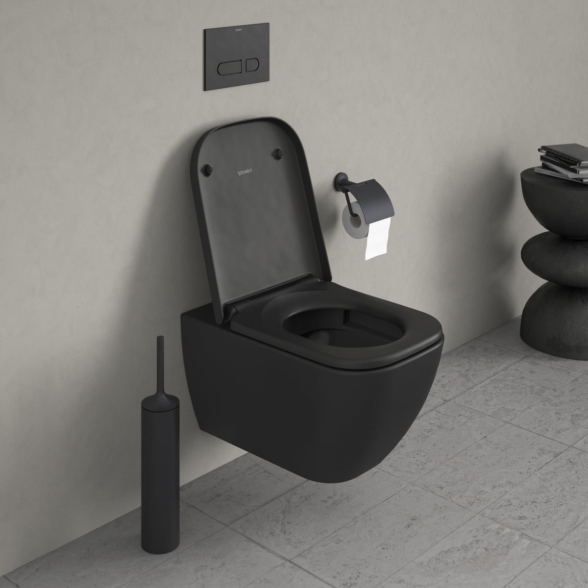 Duravit Happy D.2 vægtoilet med åben skylle-rand, antracit