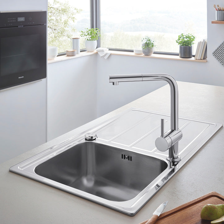 GROHE K500 Køkkenvask, rustfrit stål, nedfæld/planlim, 860x500mm