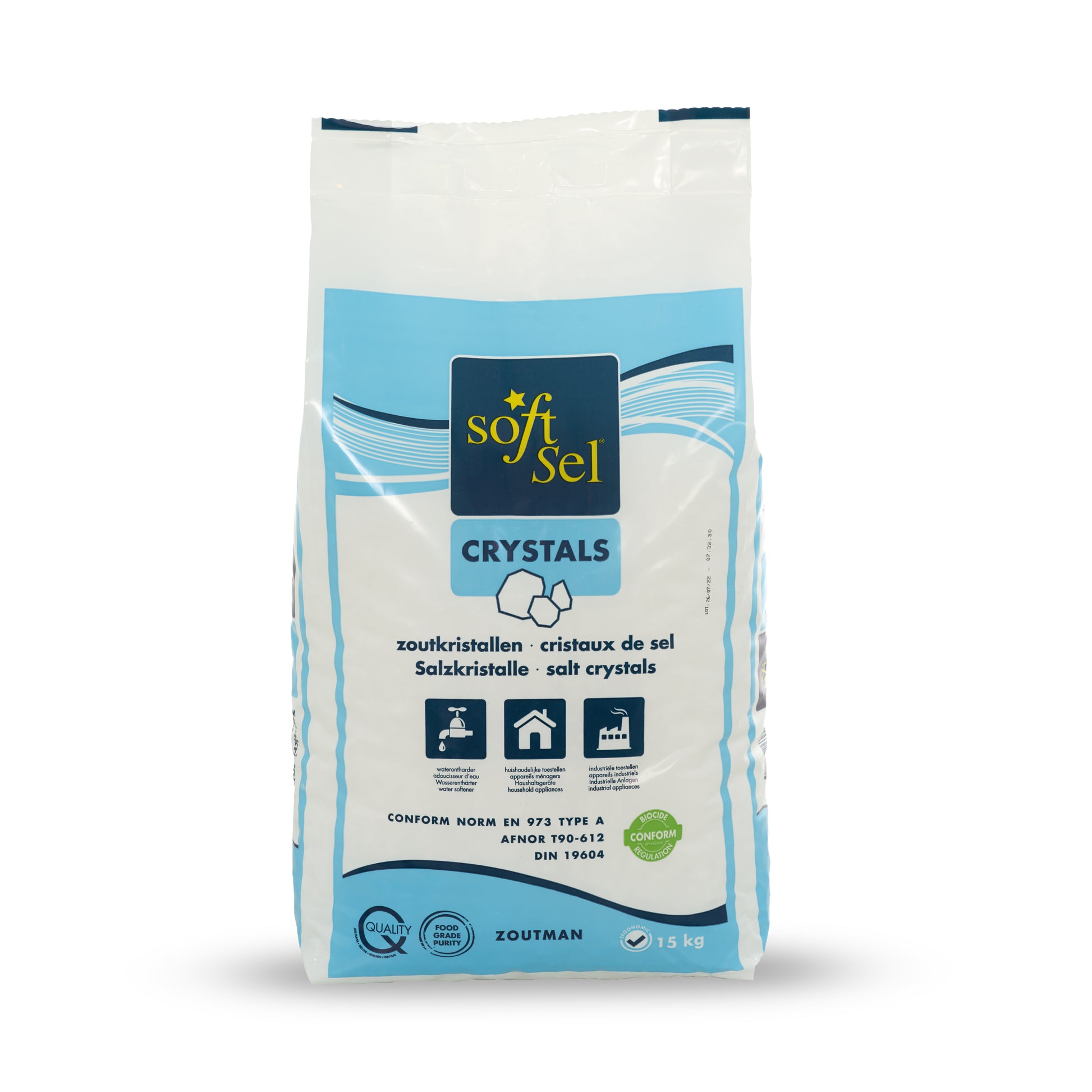 Saltkrystaller til blødgøringsanlæg 15 kg.
