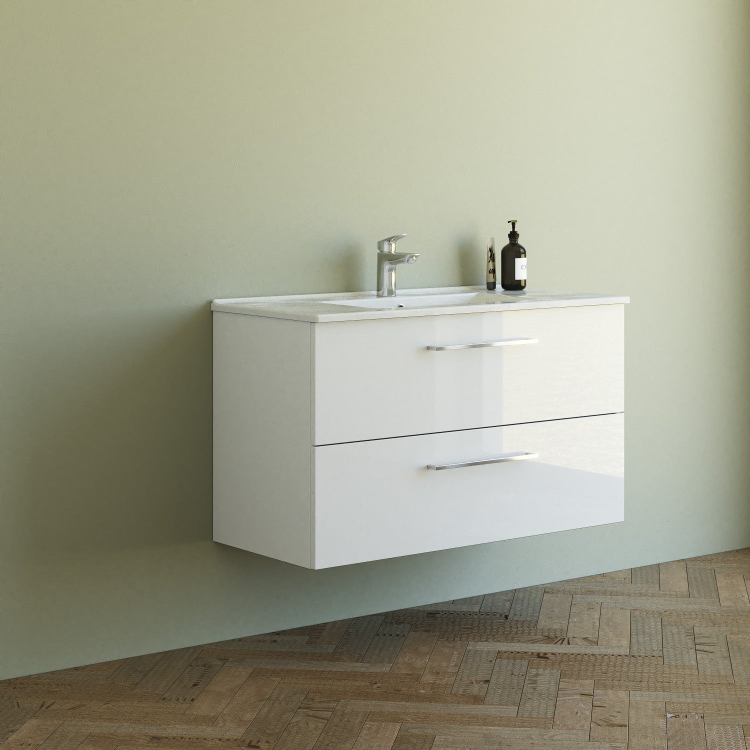 Dansani 101 cm møbelpk. Mido 2sk. vask AMBER, hvid hgl