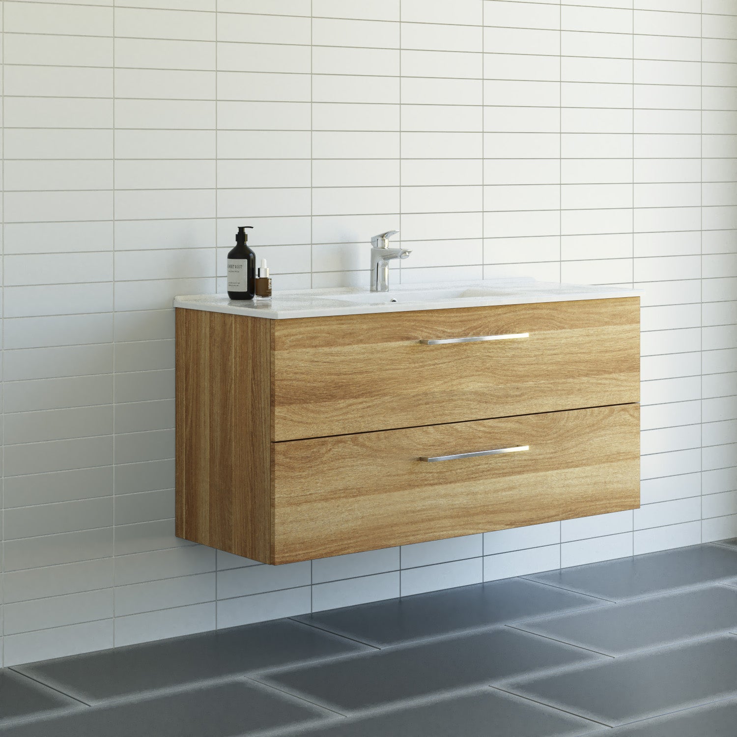 Dansani 121 cm møbelpk. Mido 2sk. vask AMBER, varm eg