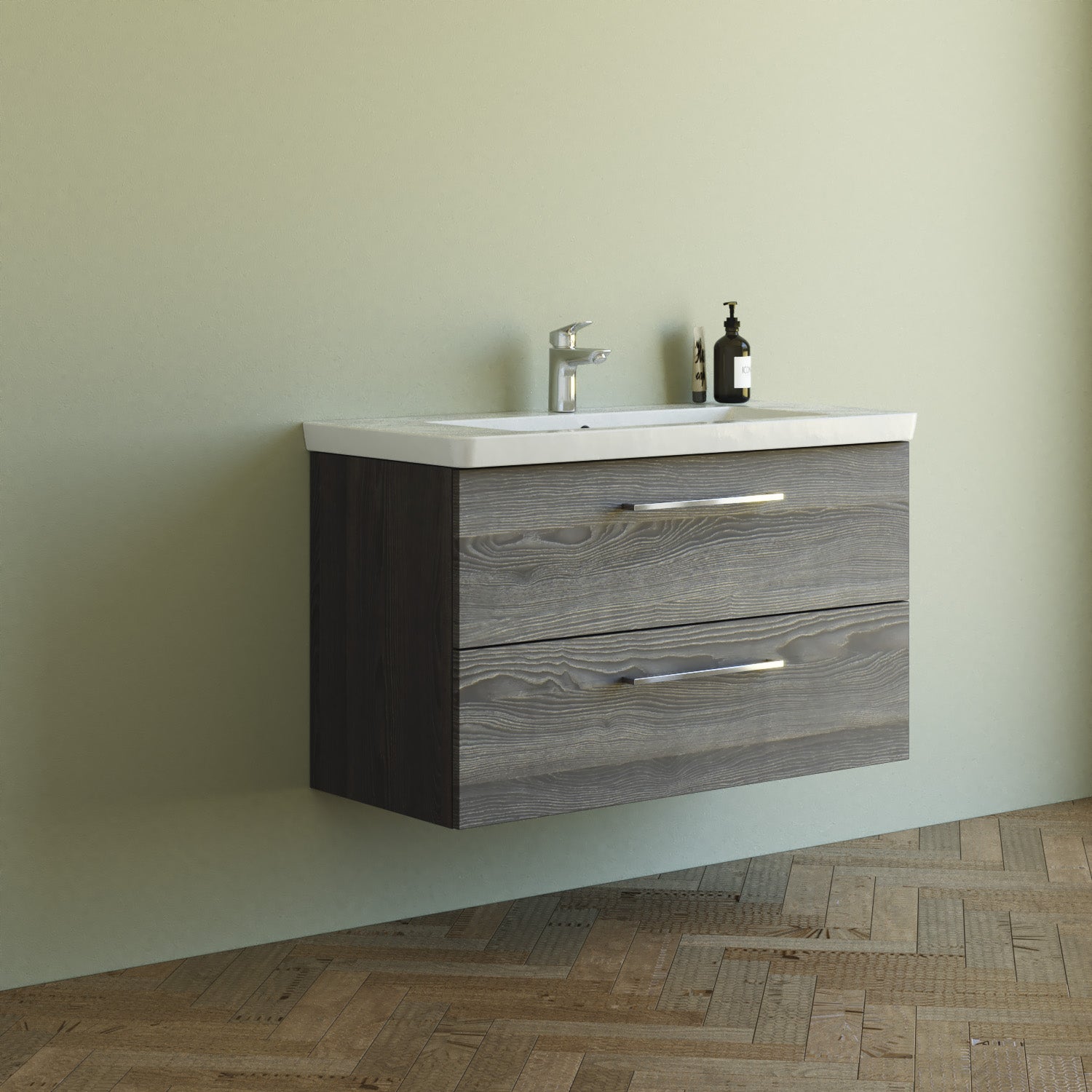 Dansani 102,7 cm møbelpk. Mido 2sk. vask LARGHETTO, pinegrey