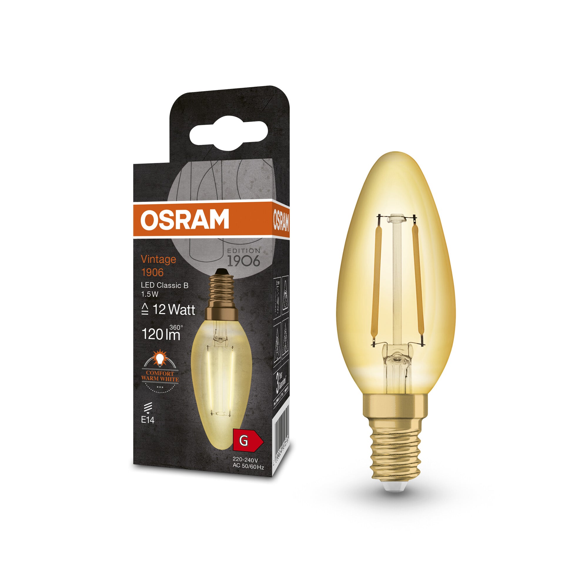 1906 KERTE 1,5W/824 (12W) GULD E14