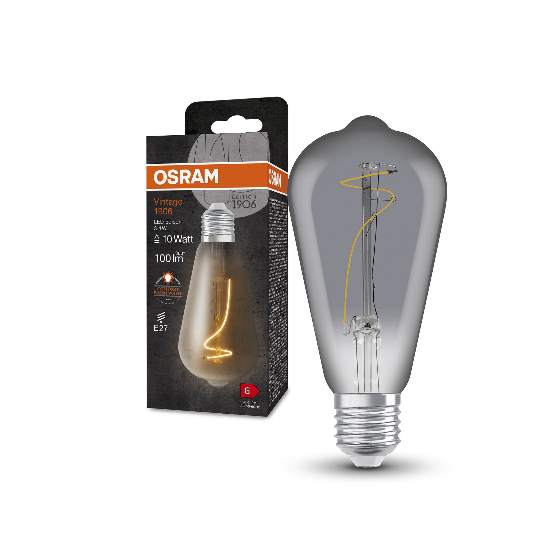1906 EDISON 3,4W/818 (10W) RØG E27