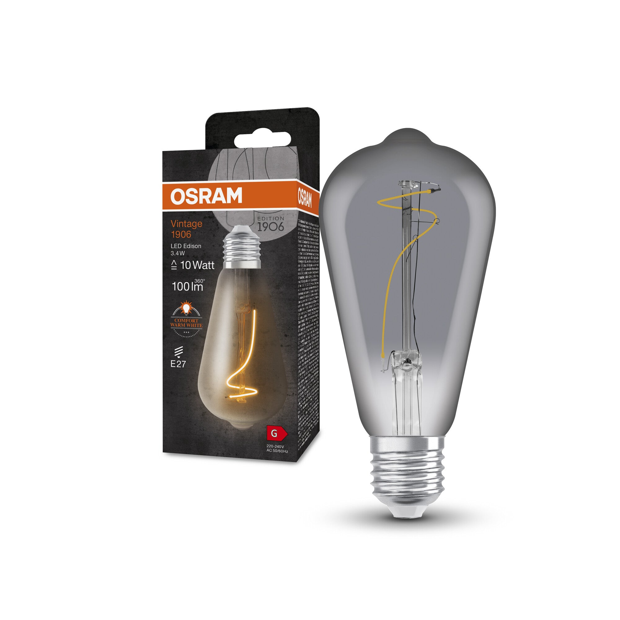 1906 EDISON 3,4W/818 (10W) RØG E27
