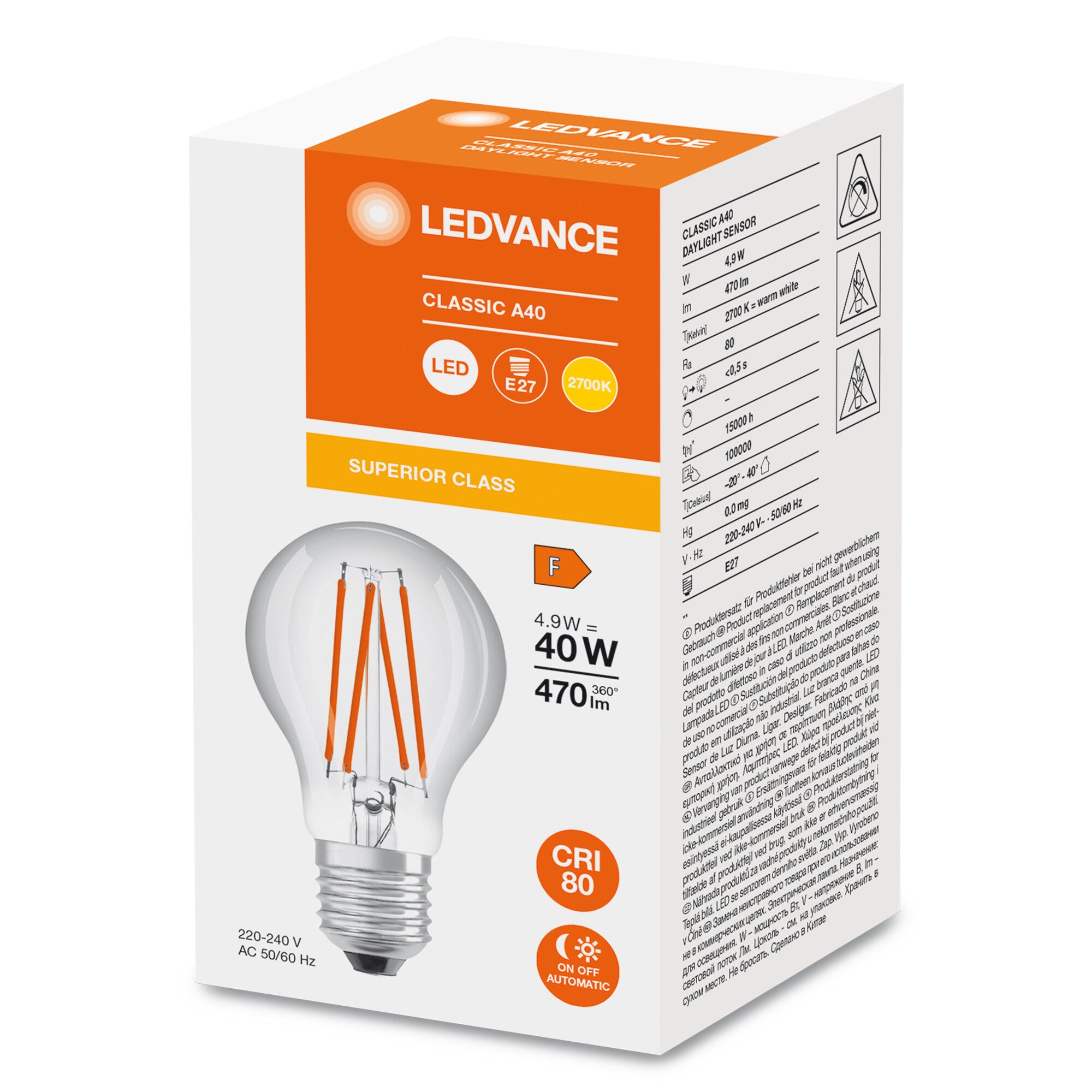 LED STANDARD DLS 4,9W/827 (40W) FIL E27