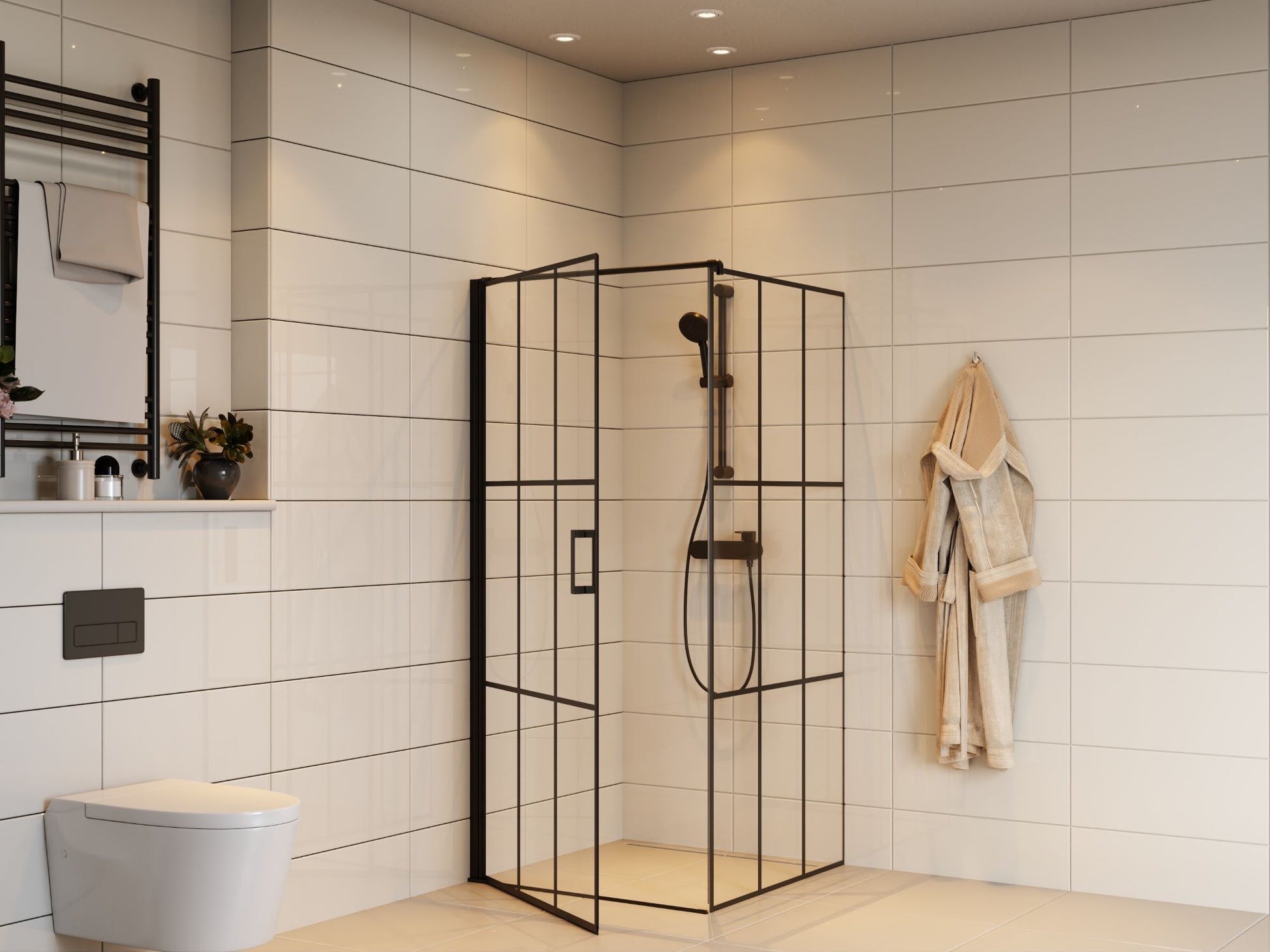 Brasta Kristina Svingdør M/fastvæg 90x90x200 Højreside cube