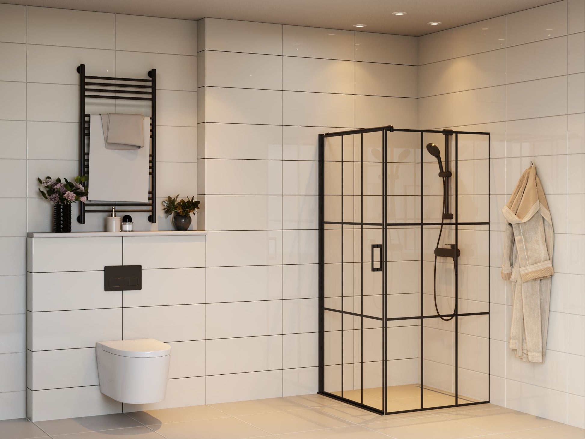 Brasta Kristina Svingdør M/fastvæg 90x90x200 Højreside cube