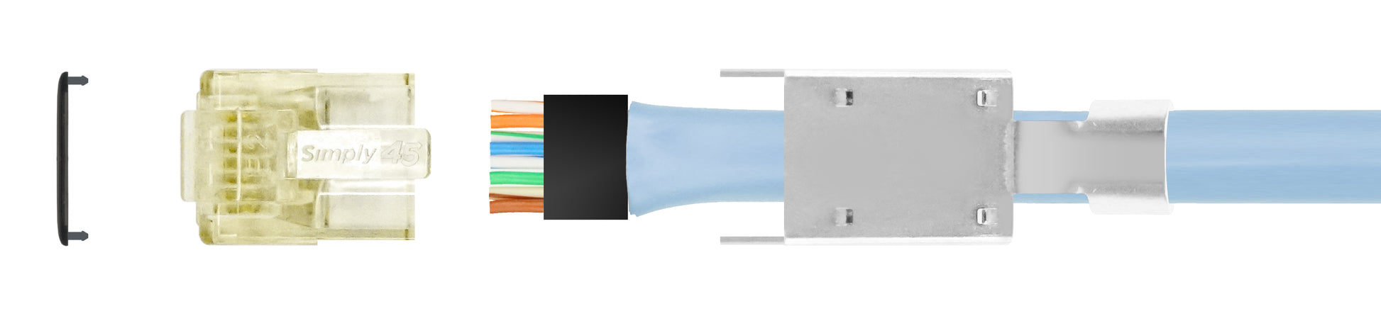 Simply45 RJ45 Modular Pass-Through plug CAT6/6a/7/7a skærmet
