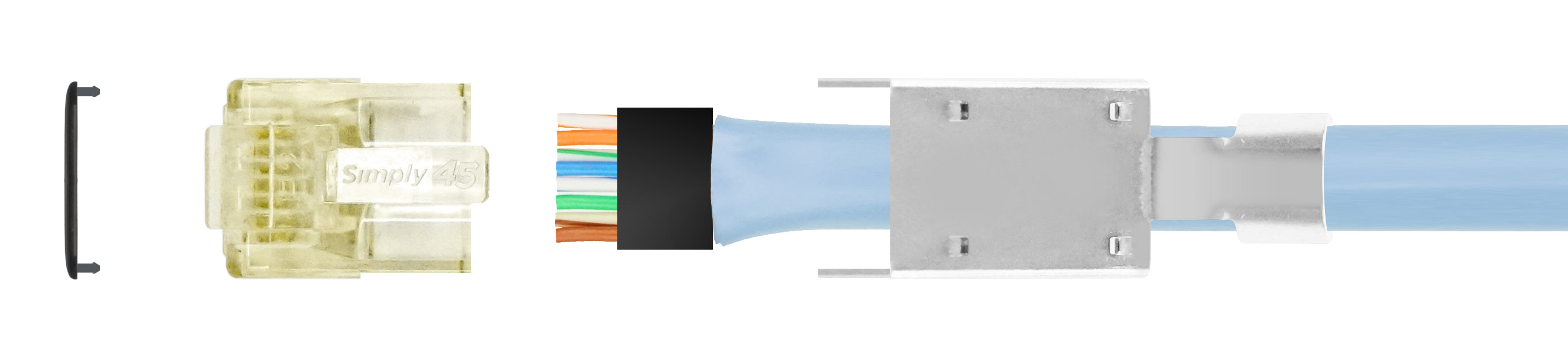 Simply45 RJ45 Modular Pass-Through plug CAT6/6a/7/7a skærmet