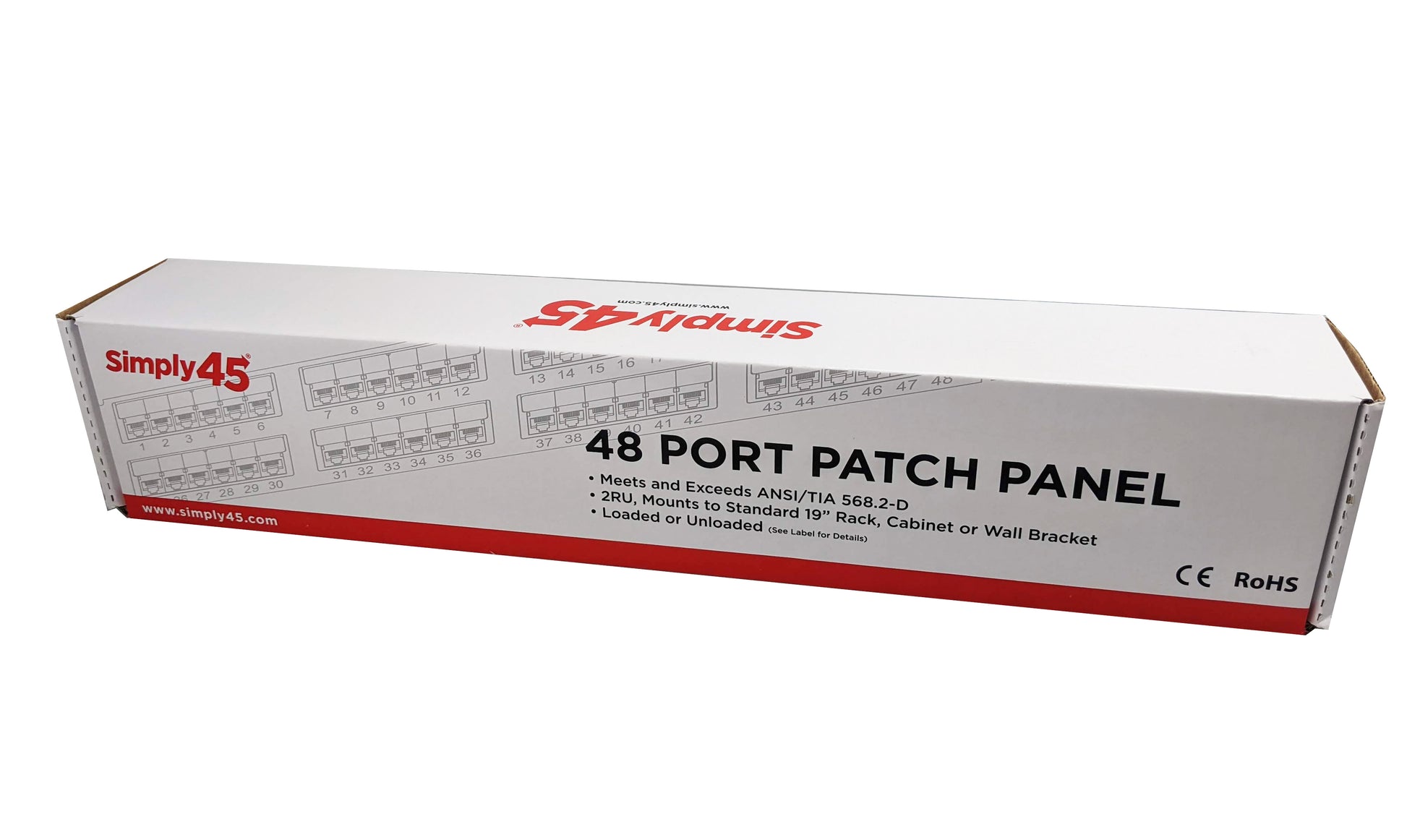 Simply45 Patchpanel Rack 48 Port Unloaded Uskærmet 2U
