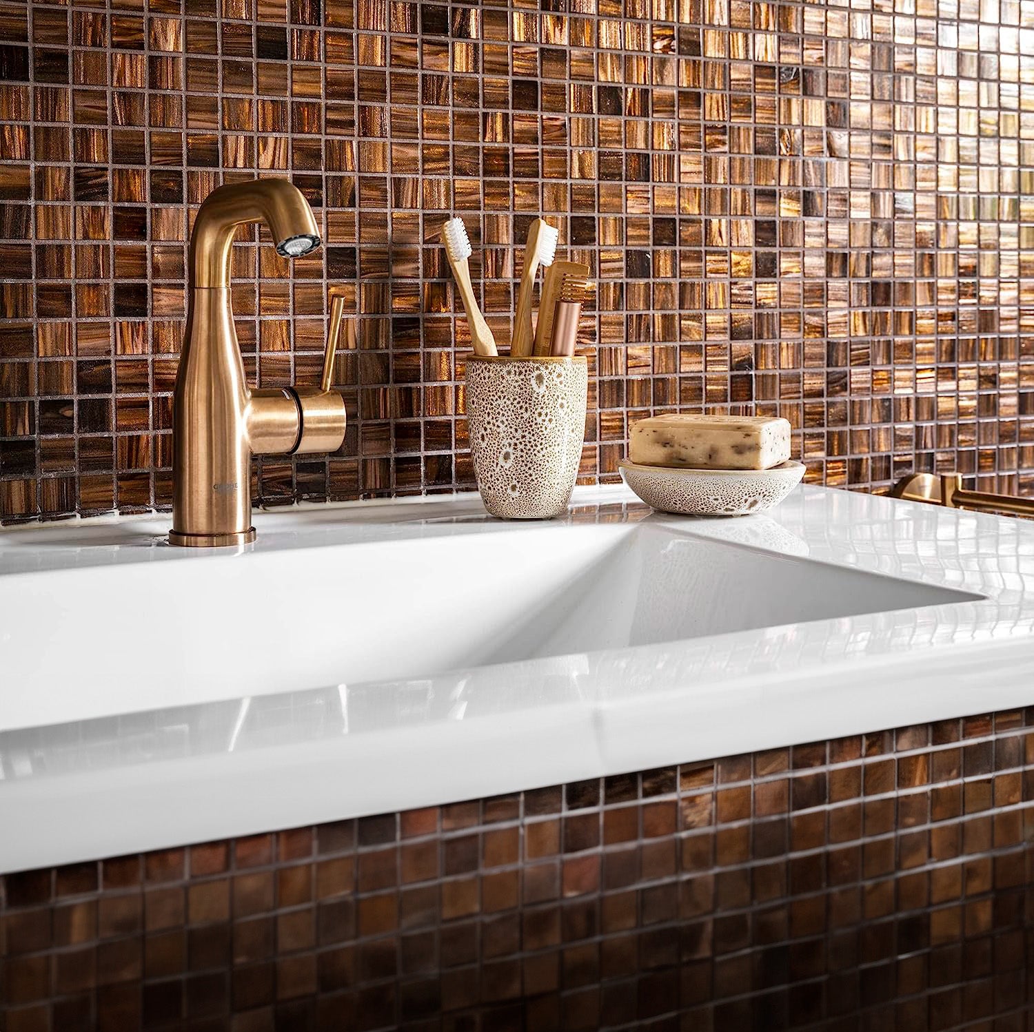 GROHE,Etgrebsbatteri til håndvask, M-size, Børstet Warm Sunset