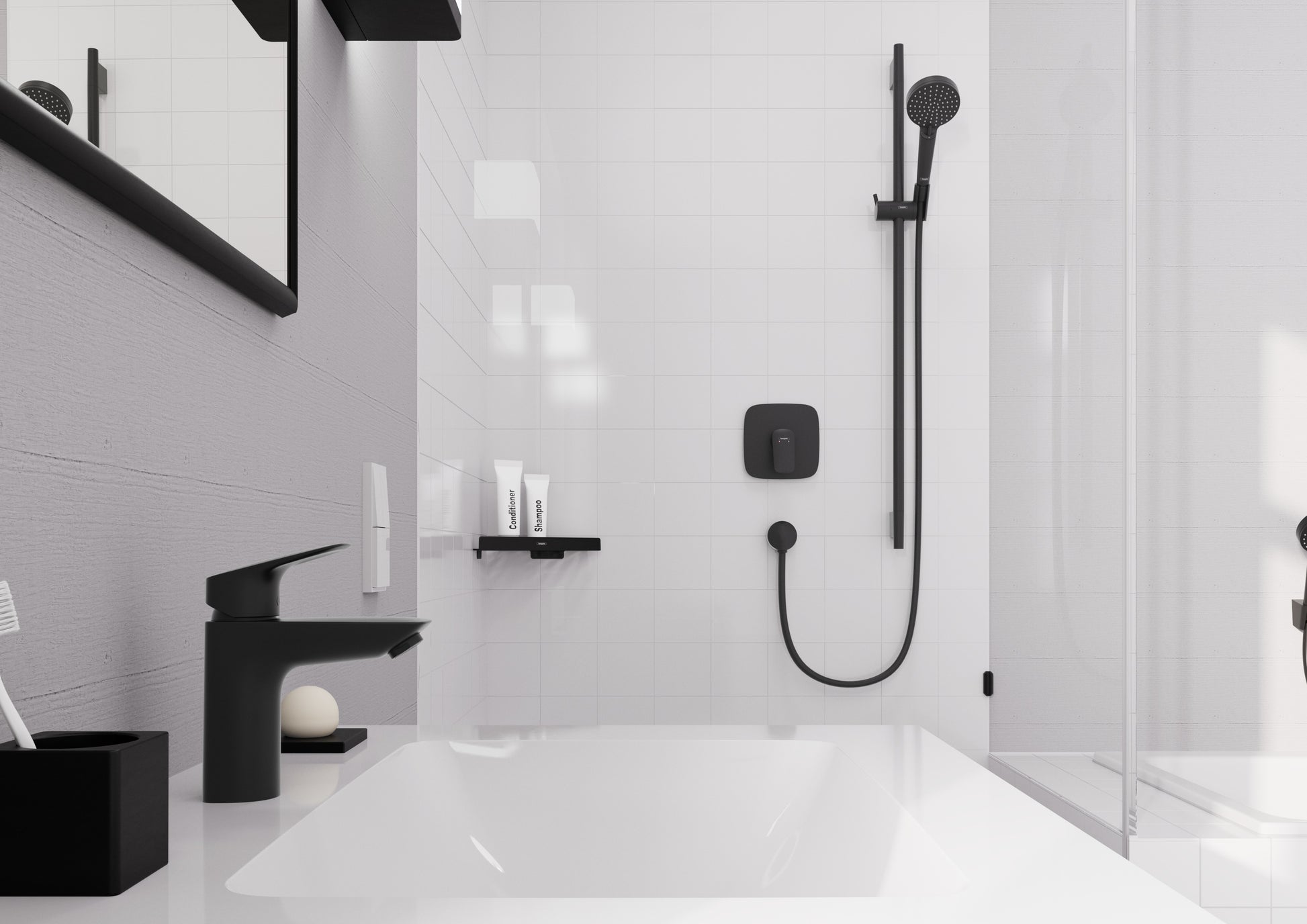 Hansgrohe Logis håndvaskarmatur 100 med push-open BV, mat sort