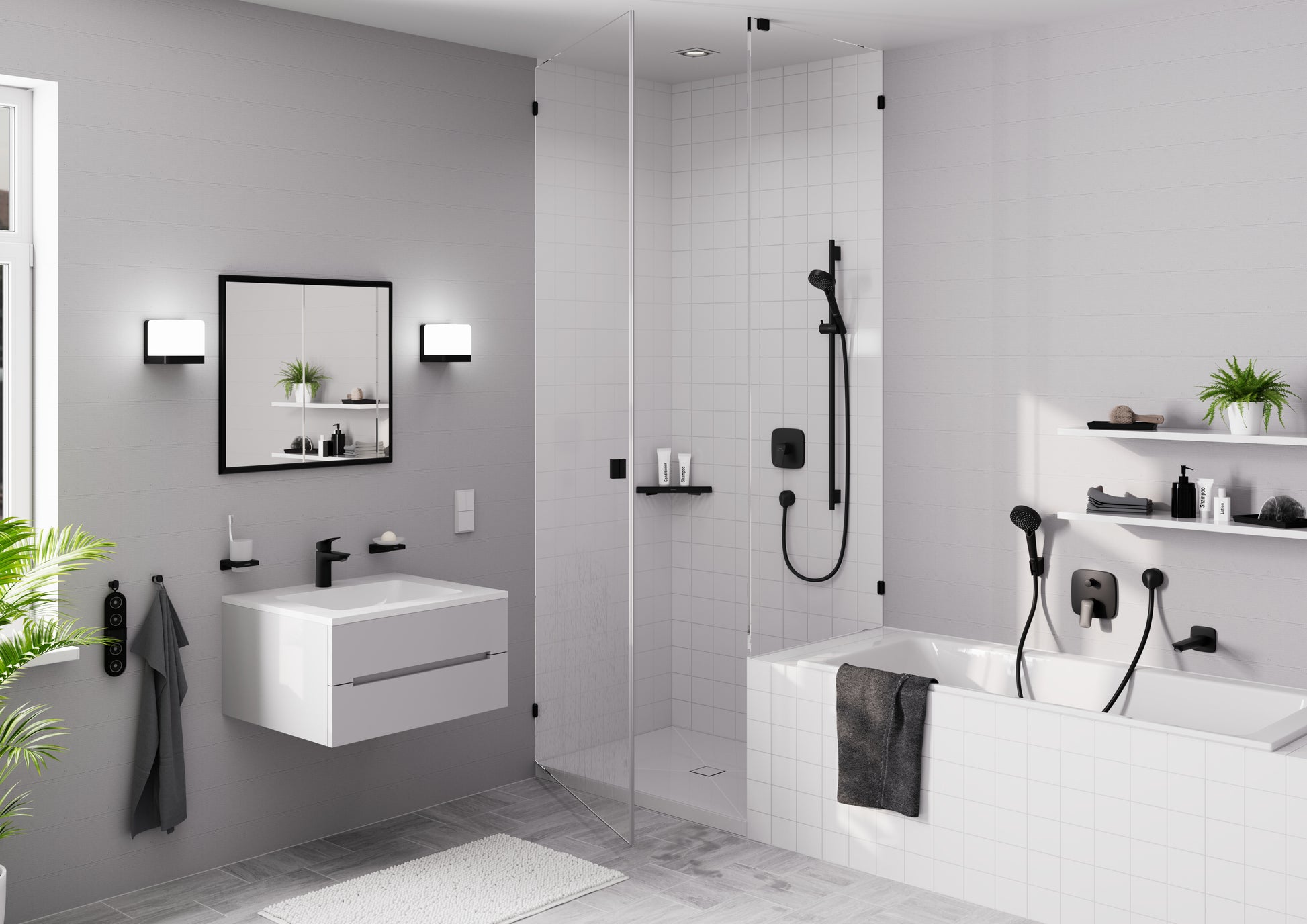 Hansgrohe Logis håndvaskarmatur 100 med push-open BV, mat sort