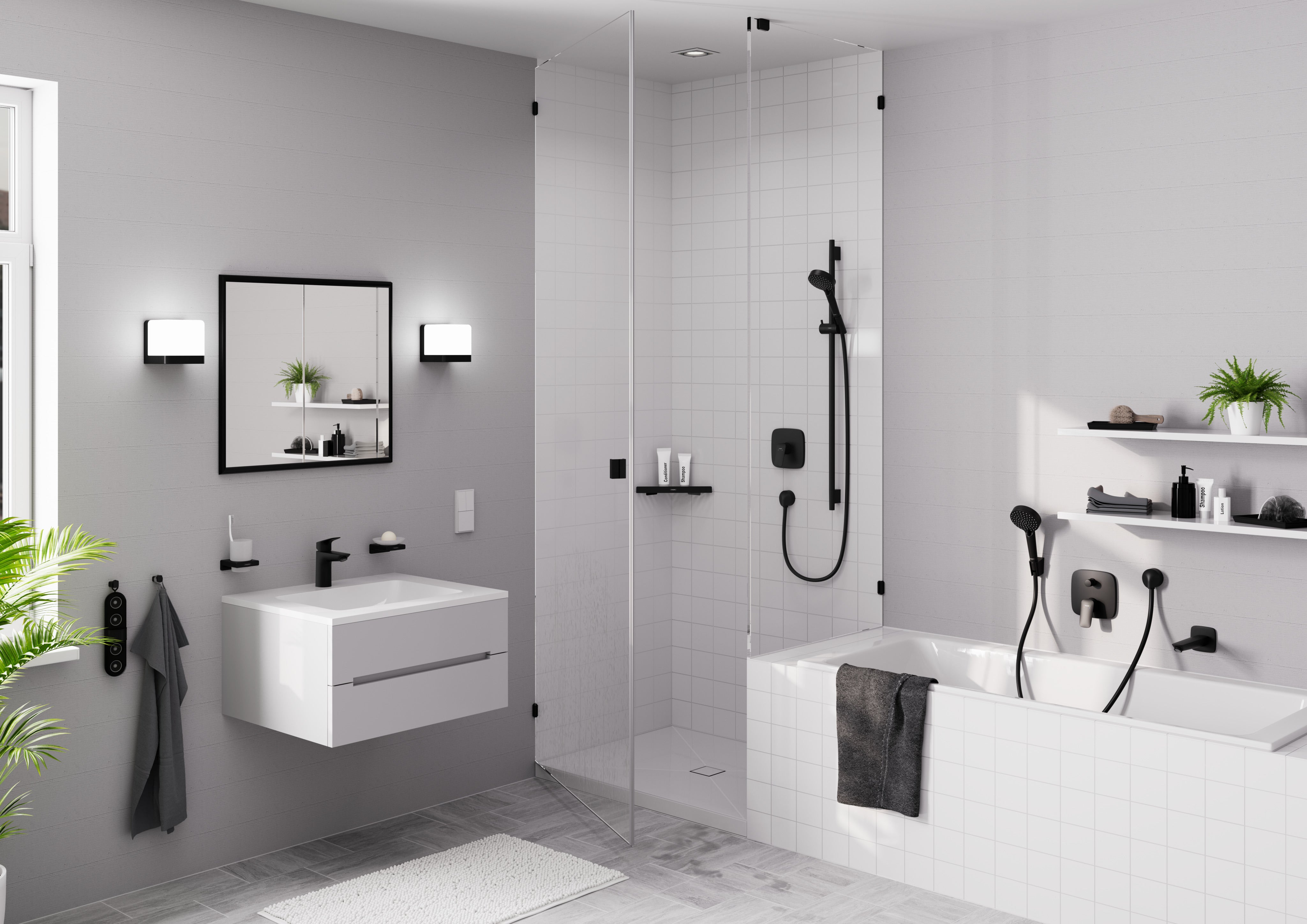Hansgrohe Logis håndvaskarmatur 100 med push-open BV, mat sort