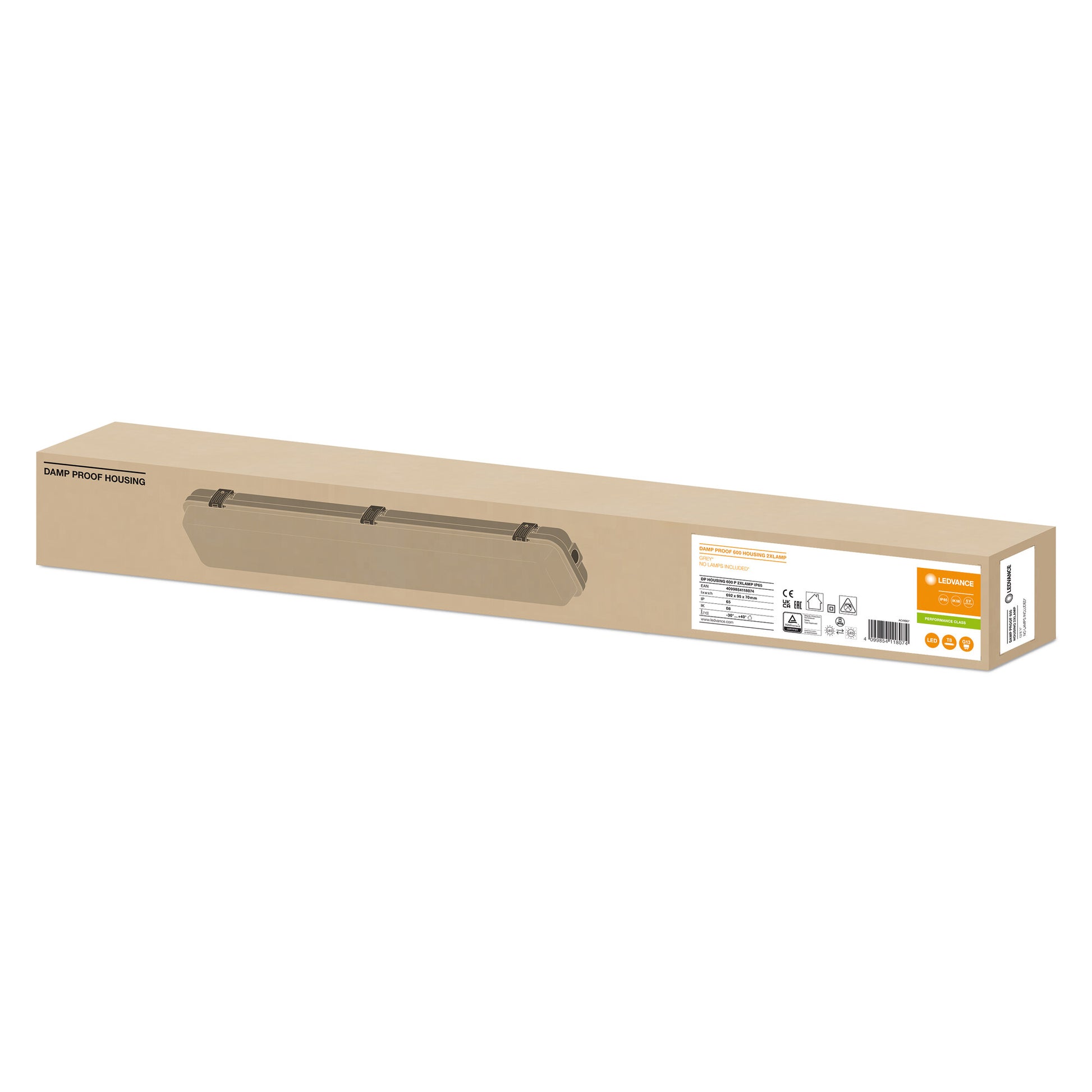 DAMPPROOF HOUSING 2XT8 LED-RØR 600MM