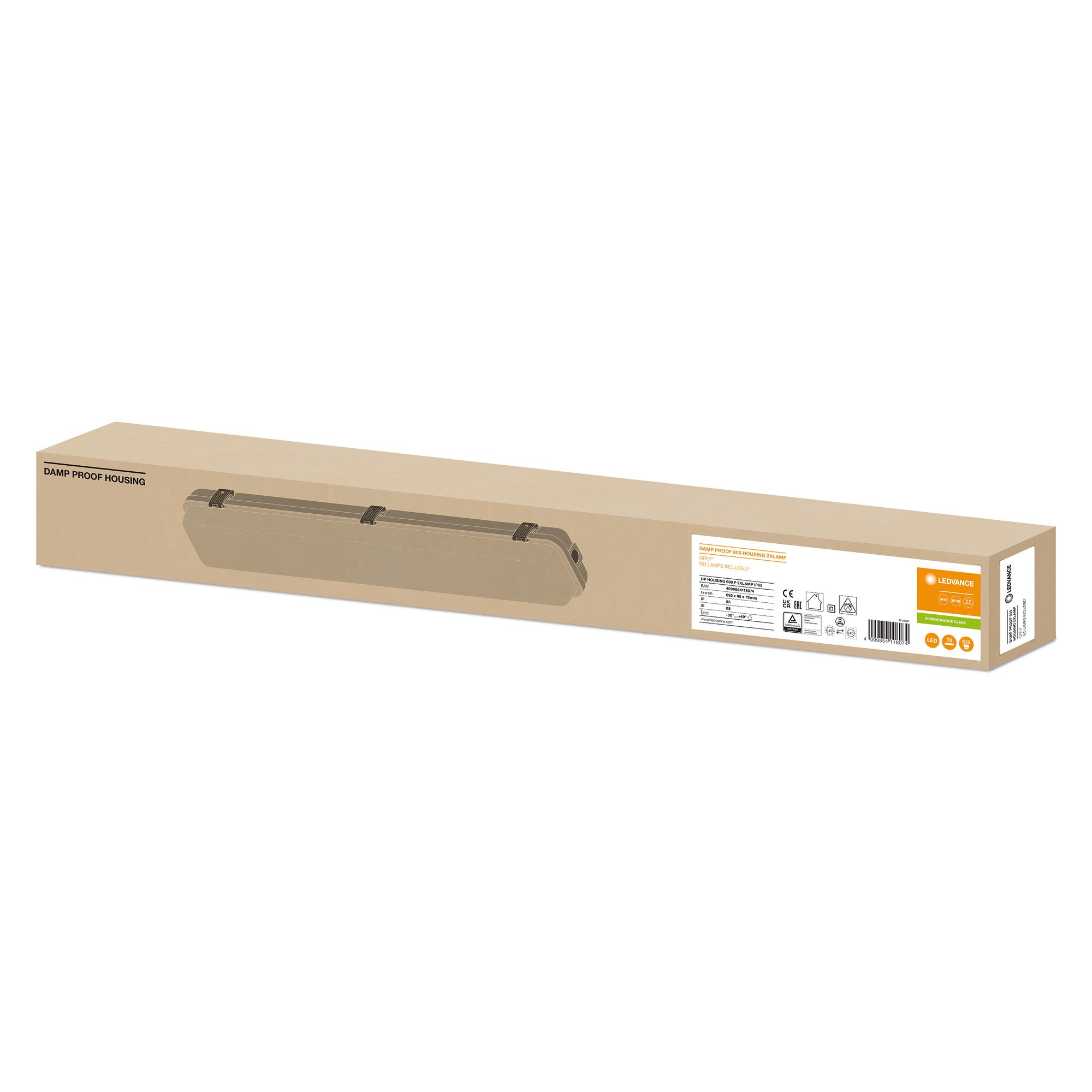 DAMPPROOF HOUSING 2XT8 LED-RØR 600MM