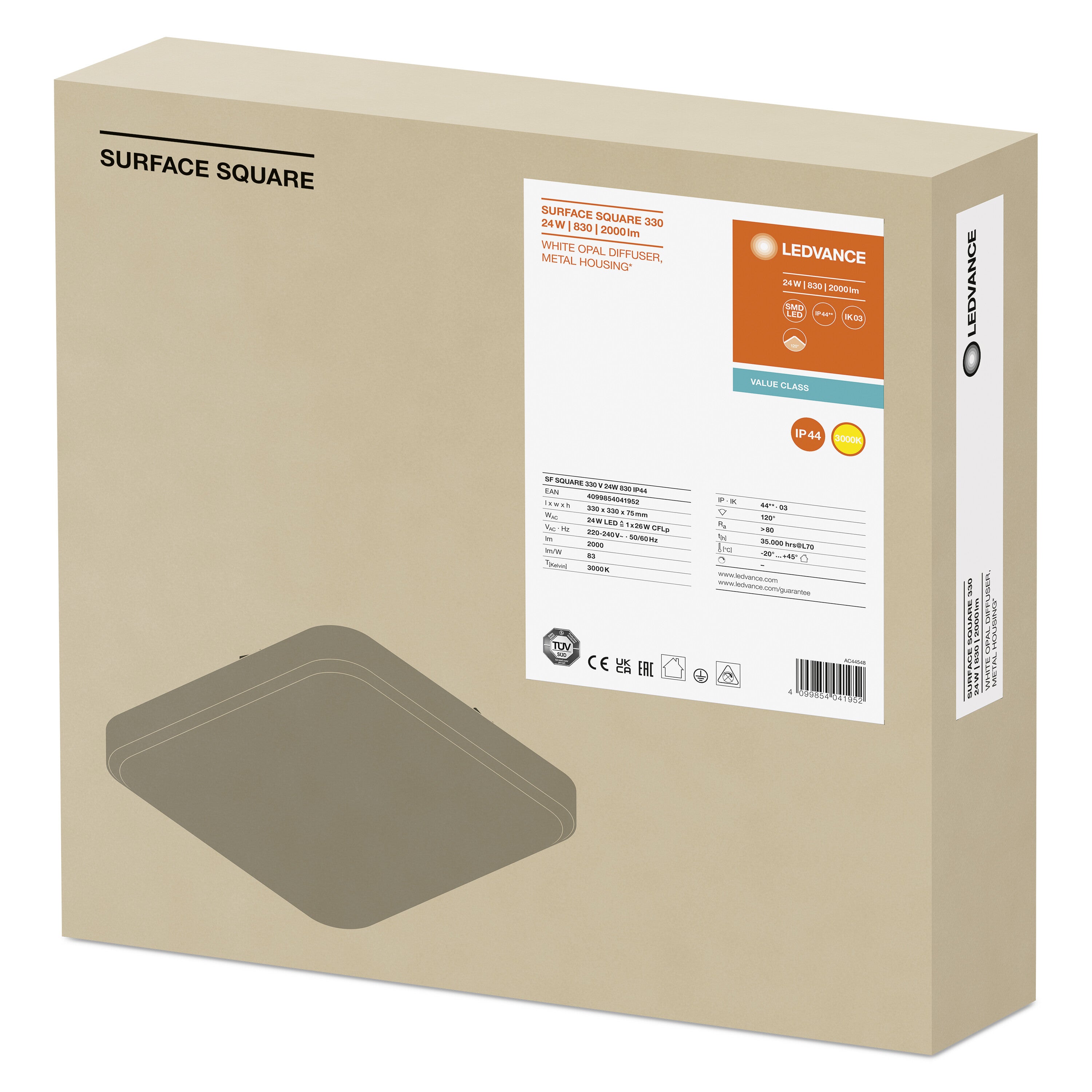 SURFACE SQUARE 24W/2000LM/830