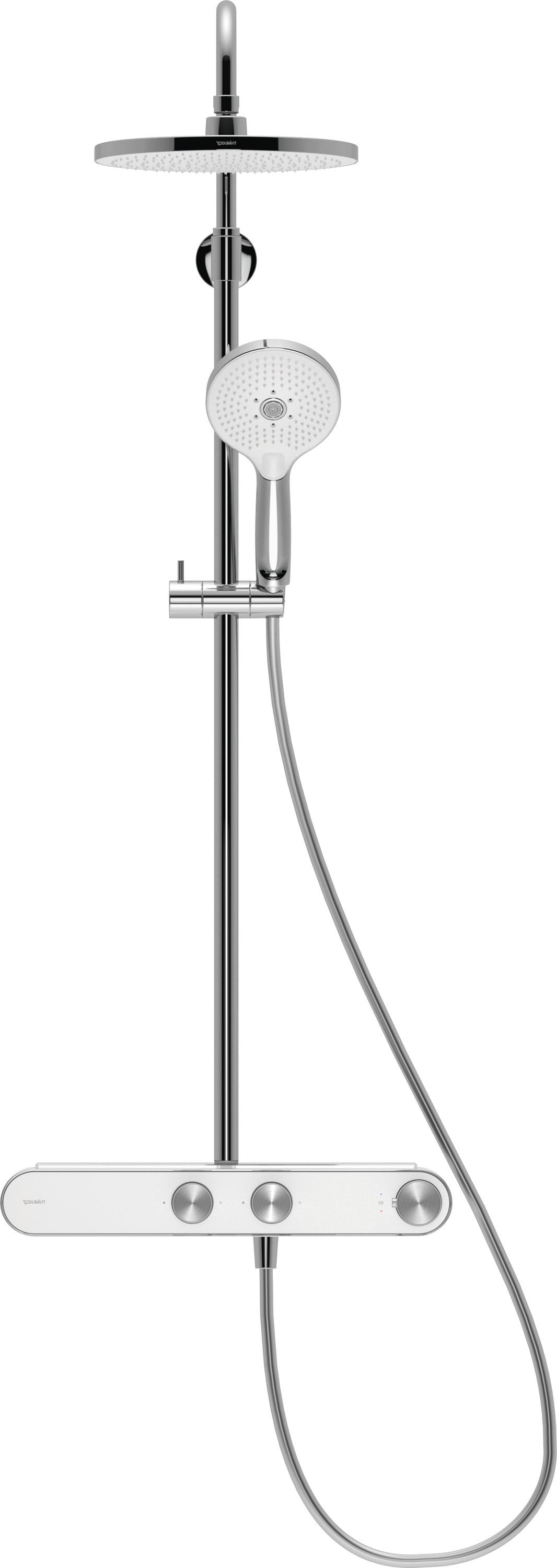 Duravit termostatisk Shower System med hylde, Krom|Hvid højglans