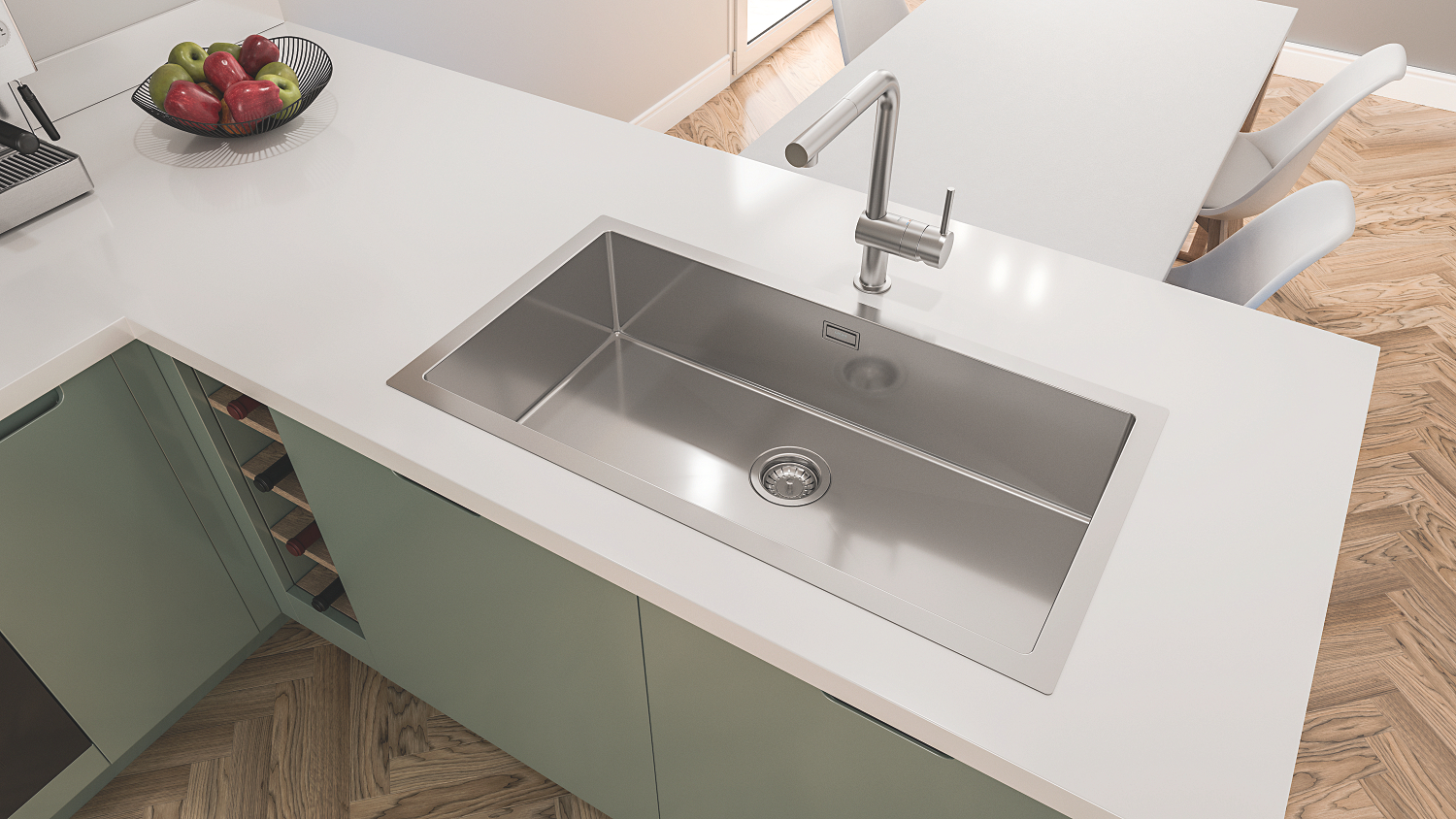 GROHE K700 Rustfri stålvask, under/planlimet/nedfældet 864x464mm