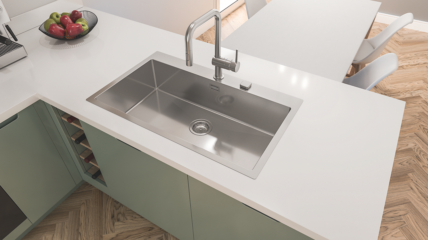 GROHE K800, Rustfri stålvask, nedfældet/planlimet, 846x510mm