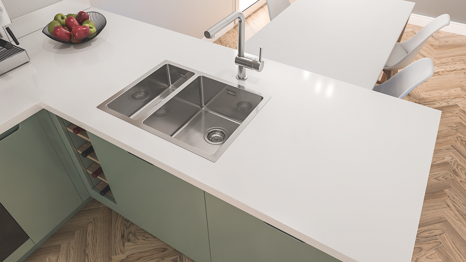 GROHE K700 Rustfri stålvask, under/planlimet/nedfældet 595x450mm