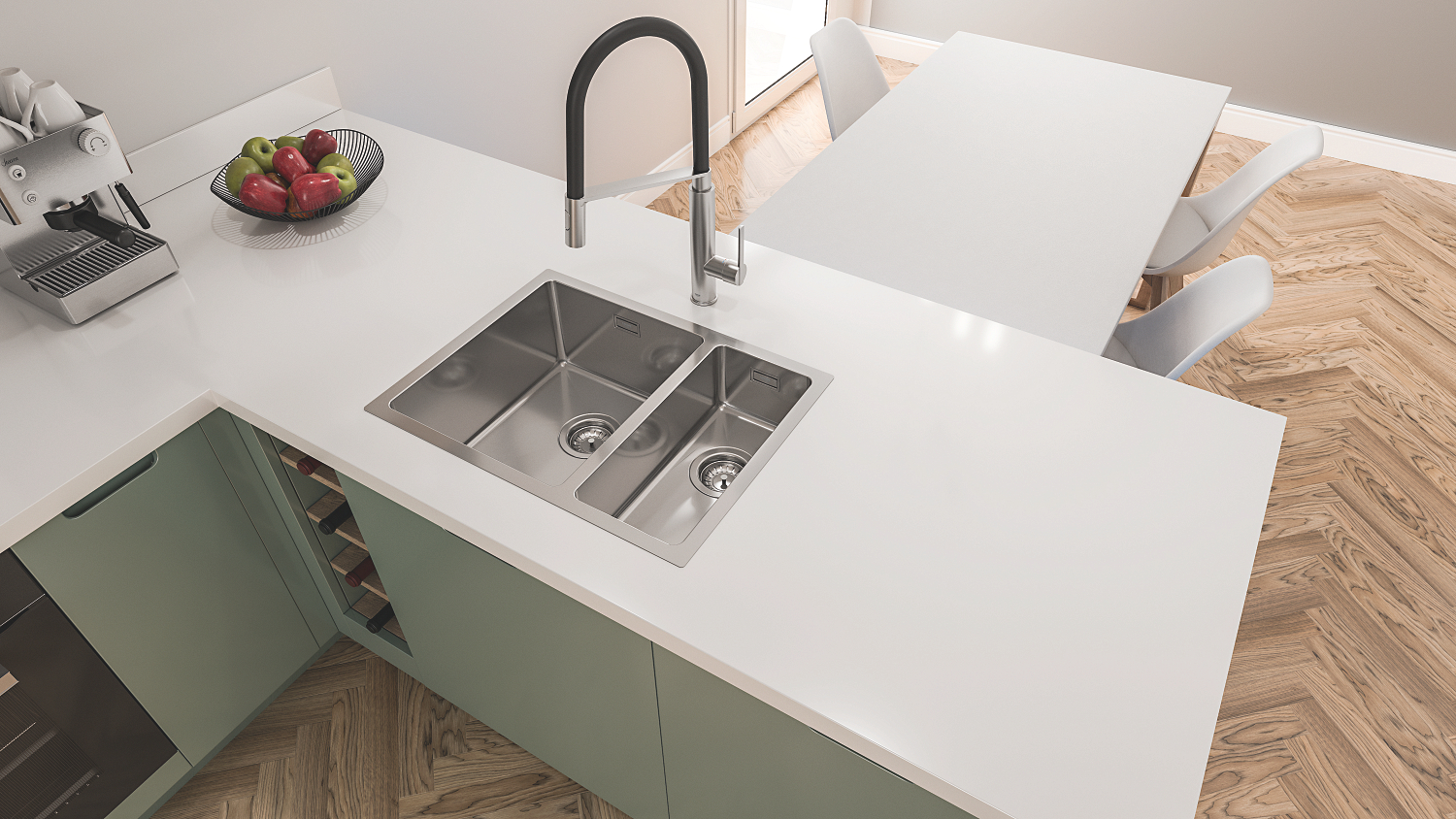 GROHE K700 Rustfri stålvask, under/planlimet/nedfældet 760x450mm