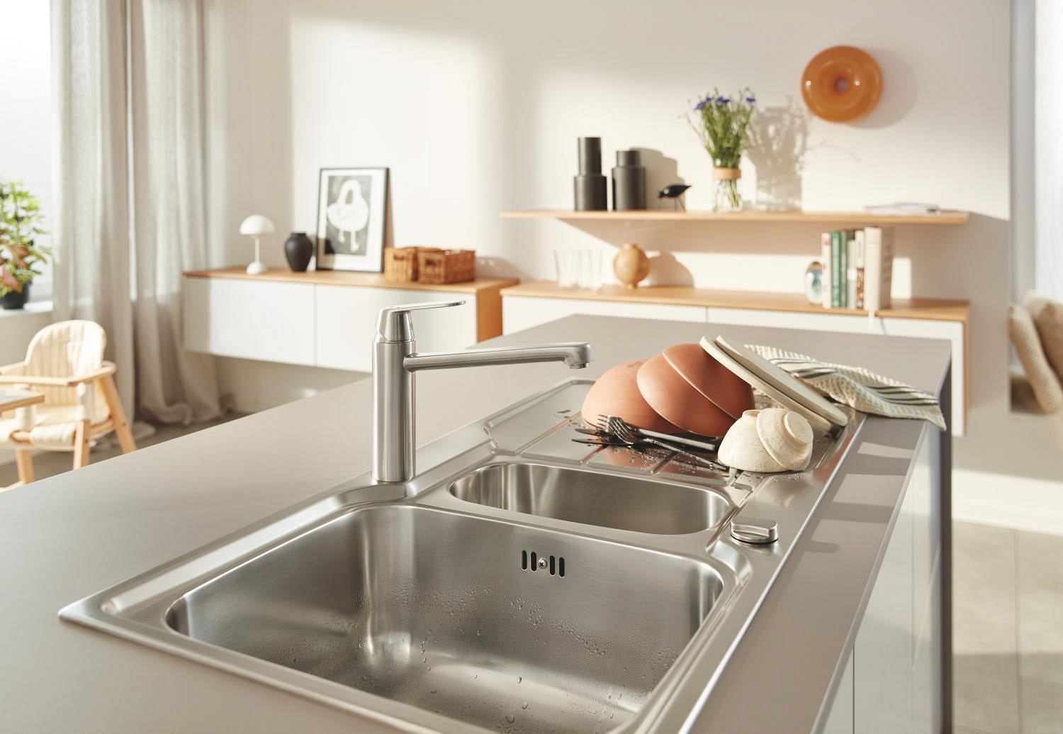 GROHE K500 Køkkenvask, rustfrit stål, nedfæld/planlim, 965x500mm