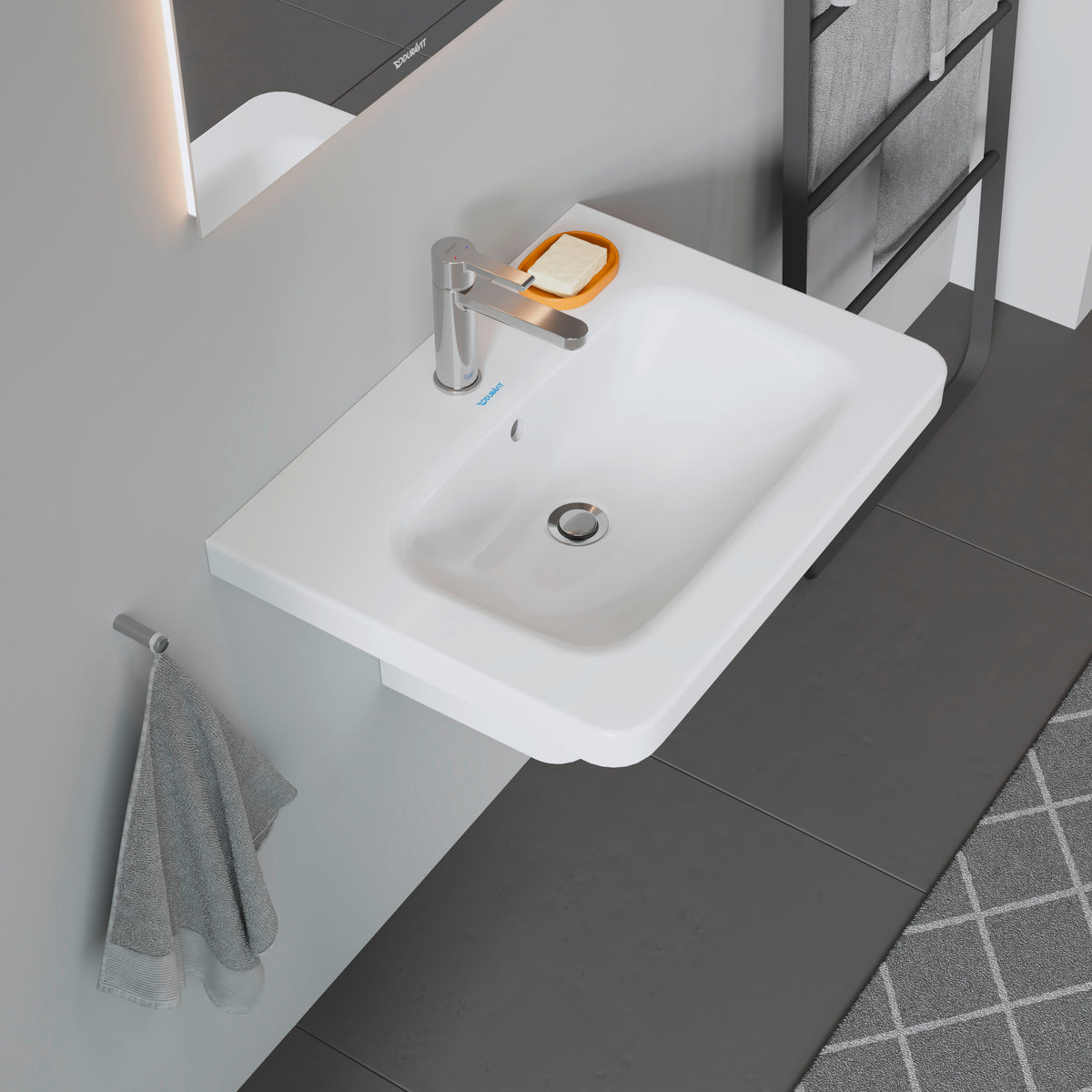 Duravit DuraStyle håndvask 650 mm, 1 hanehul, overløb