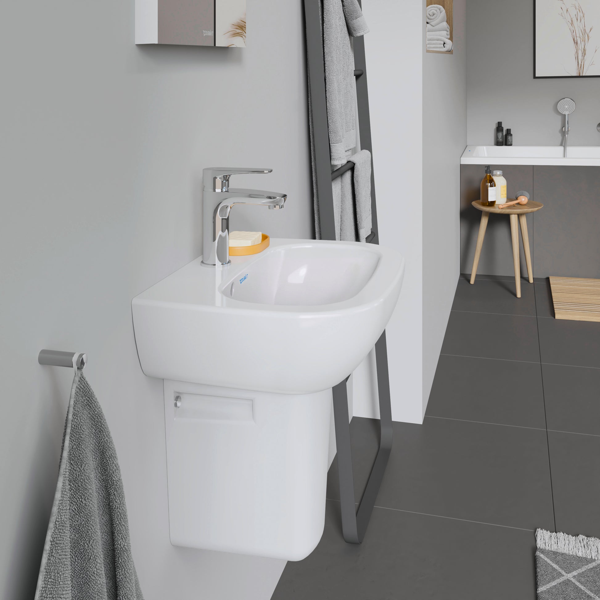 Duravit D-code vask 45 cm med hanehul og overløb