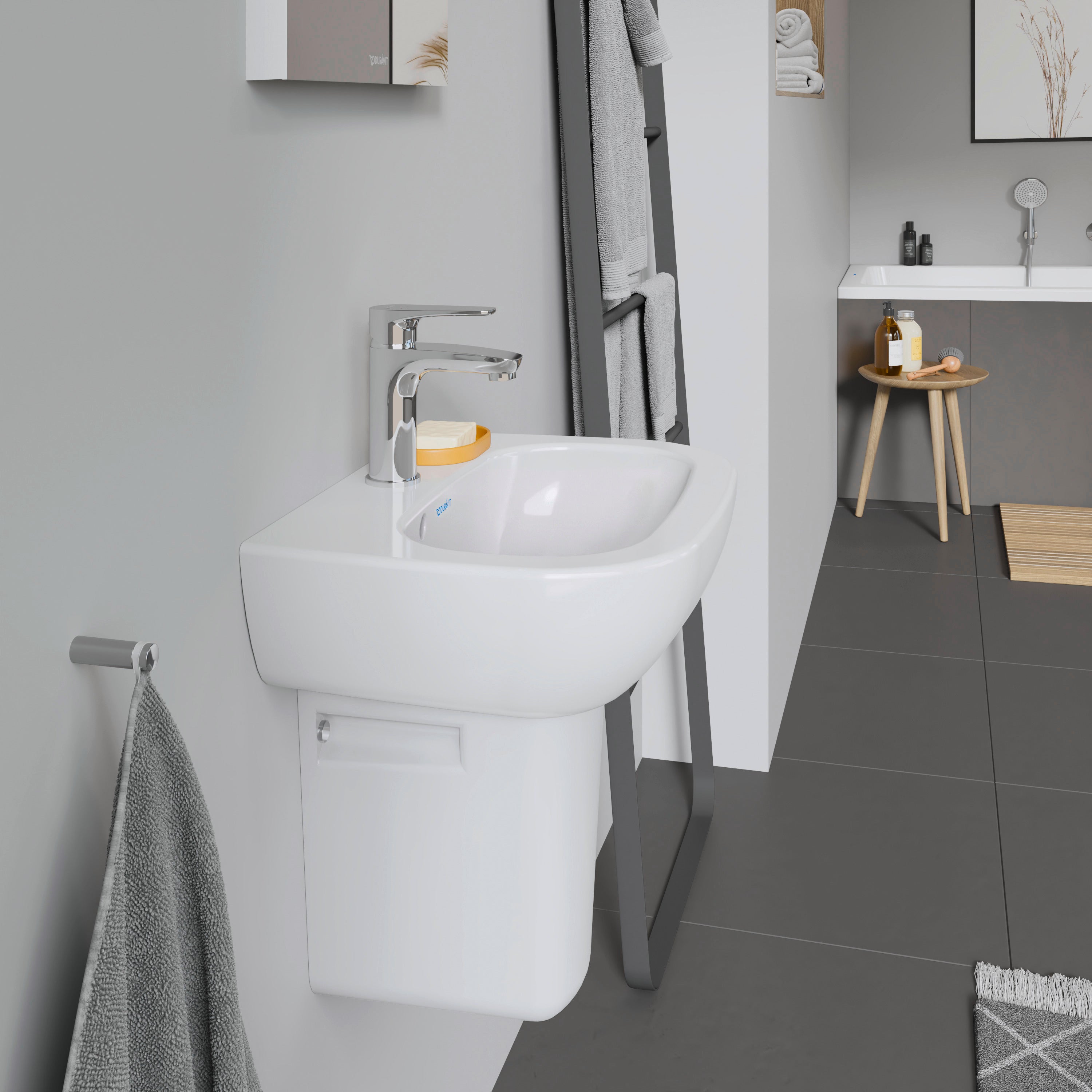 Duravit D-code vask 45 cm med hanehul og overløb