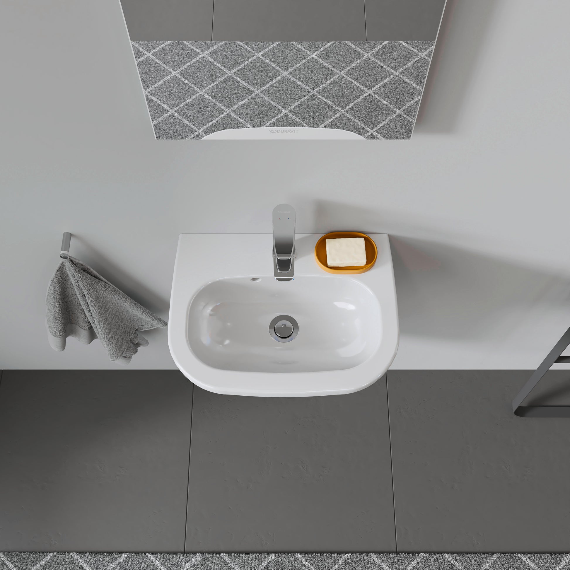 Duravit D-code vask 45 cm med hanehul og overløb