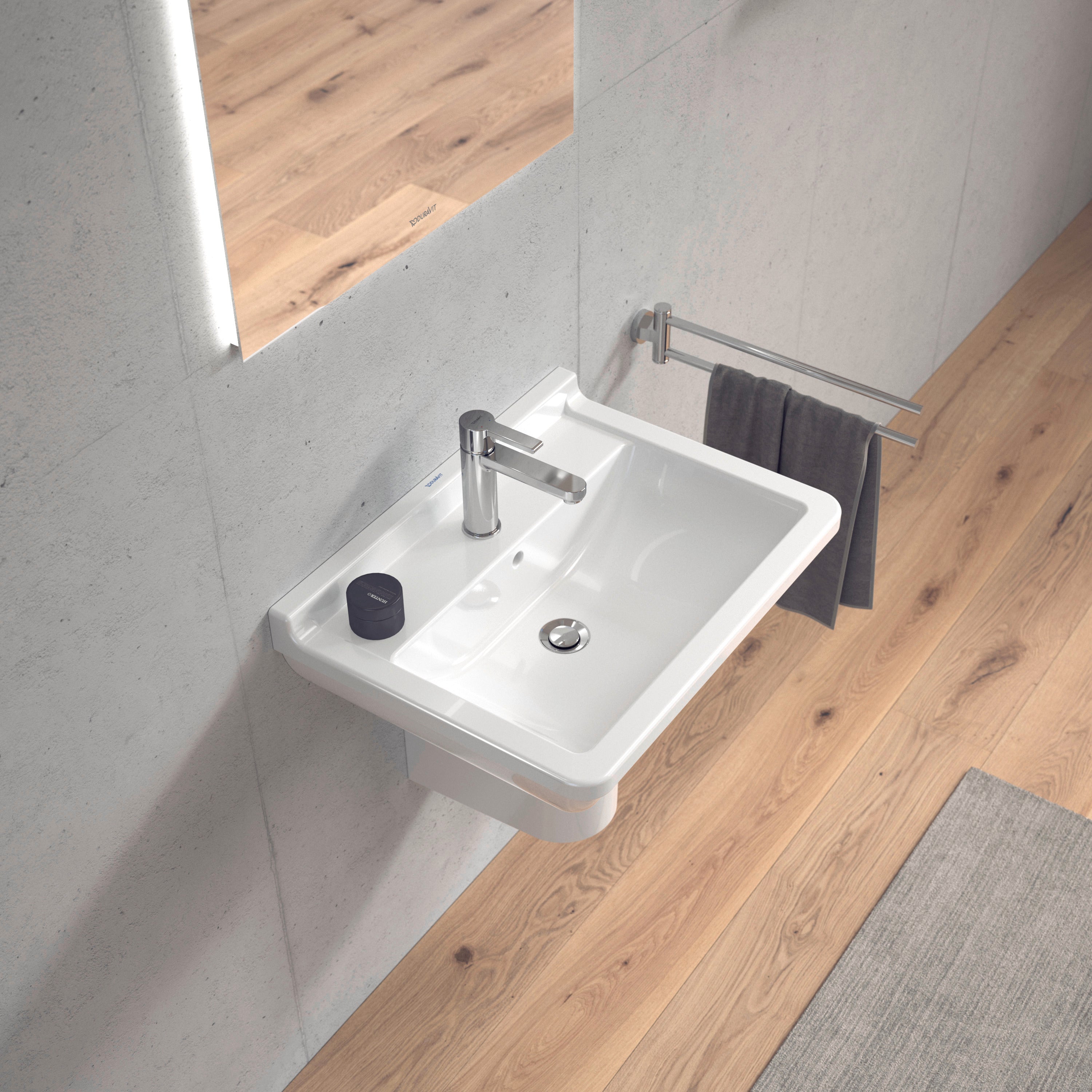 Starck 3 vask 60 cm med hanehul