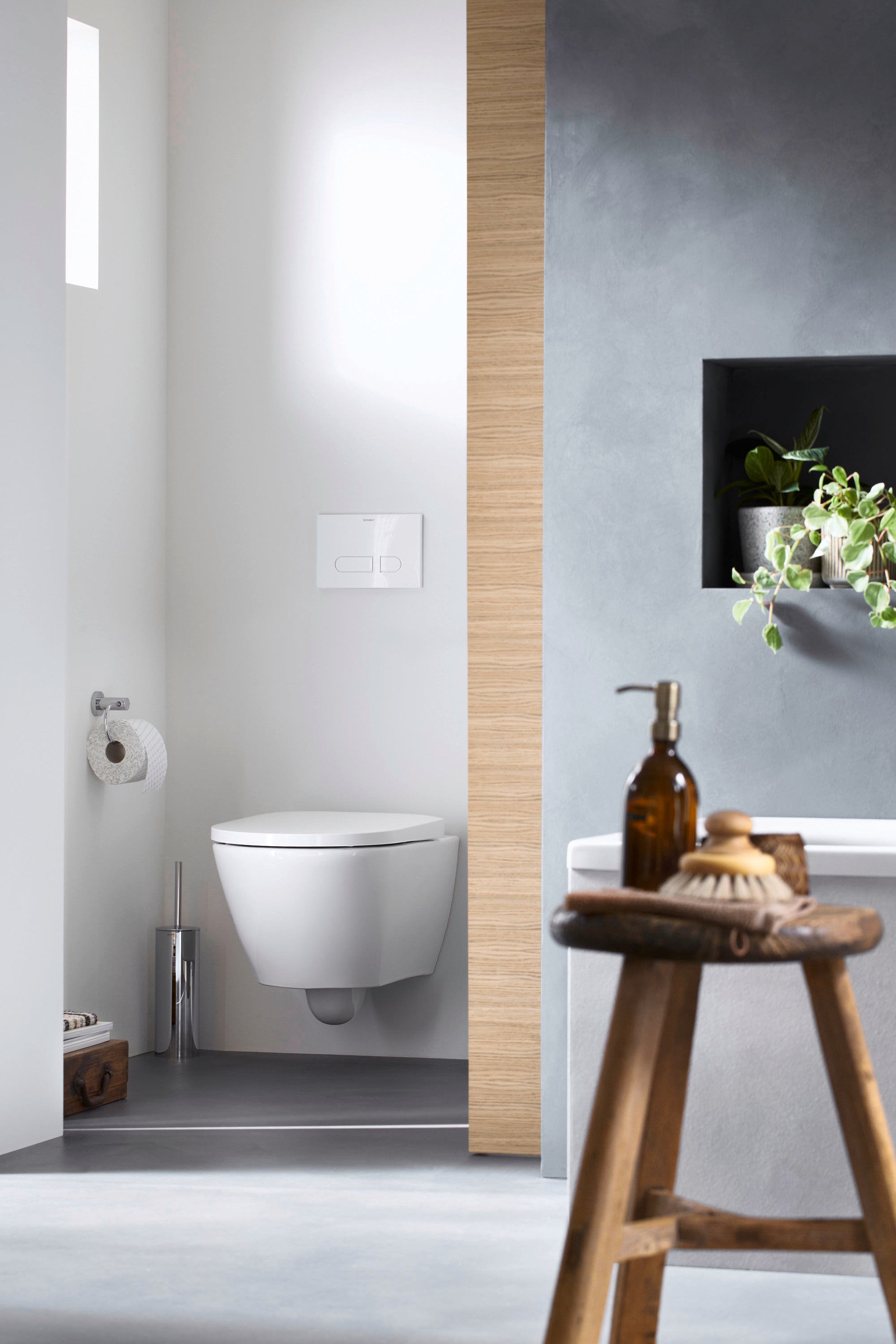 Duravit D-Neo toiletsæde med QR og SC samt rustfri stål beslag
