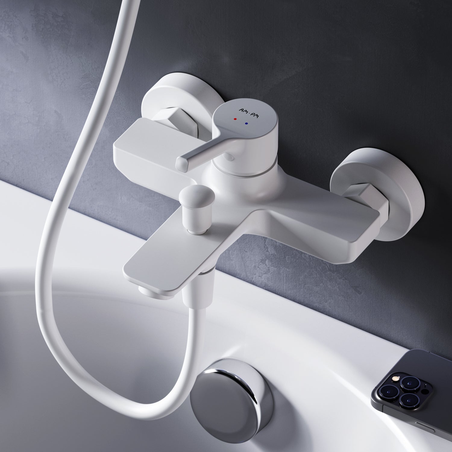 AM.PM X-Joy S Single-lever bath and shower mixer, white