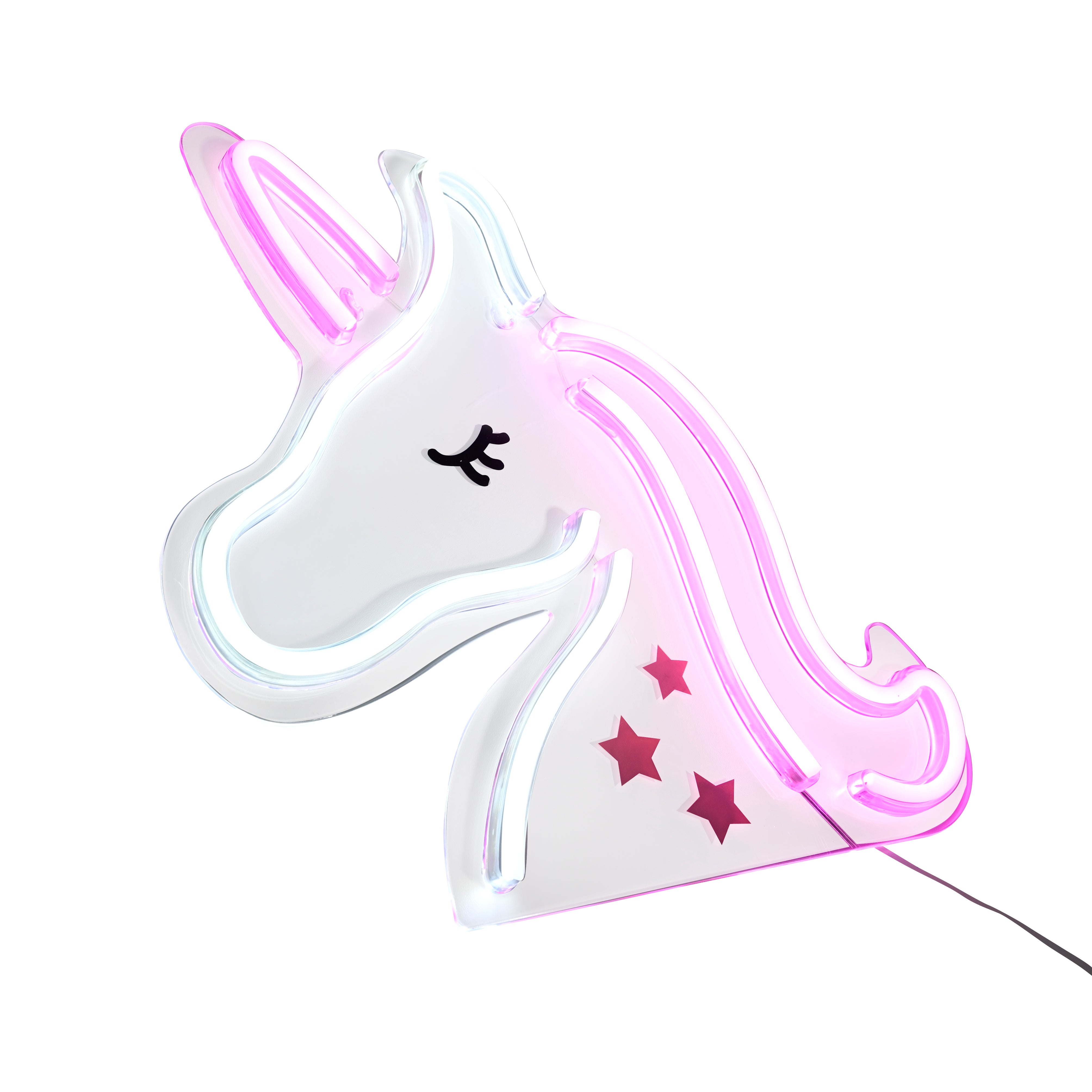Unicorn neon skilt i acryl med led lyskilde og usb ladekabel