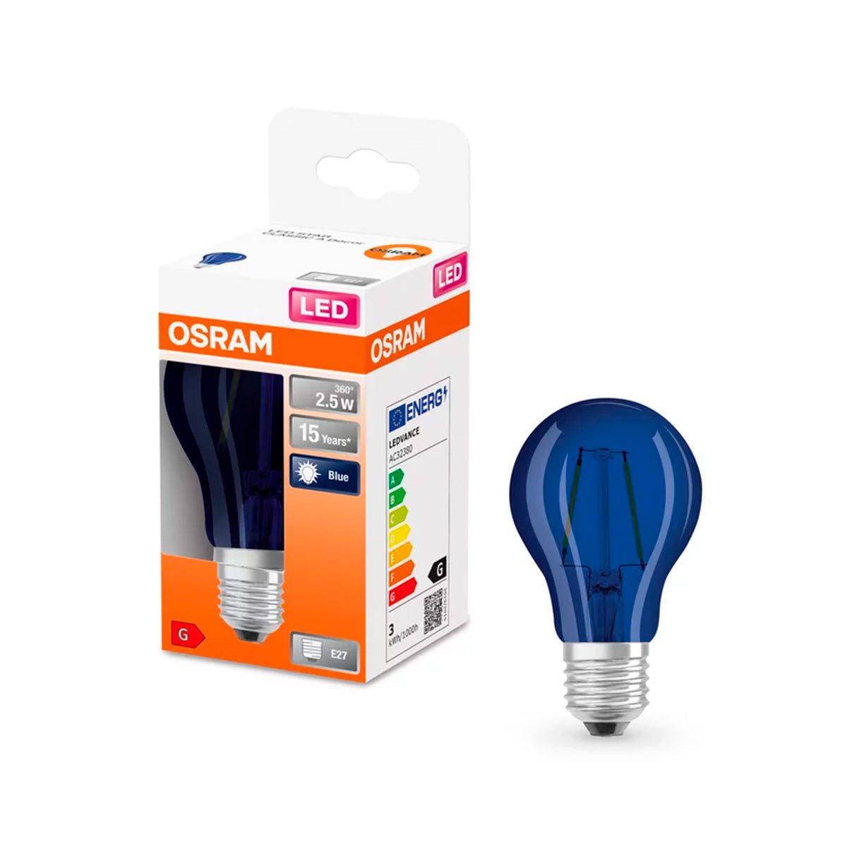 LED Décor standard 2,5W 190, blå, 10 lumen, E27