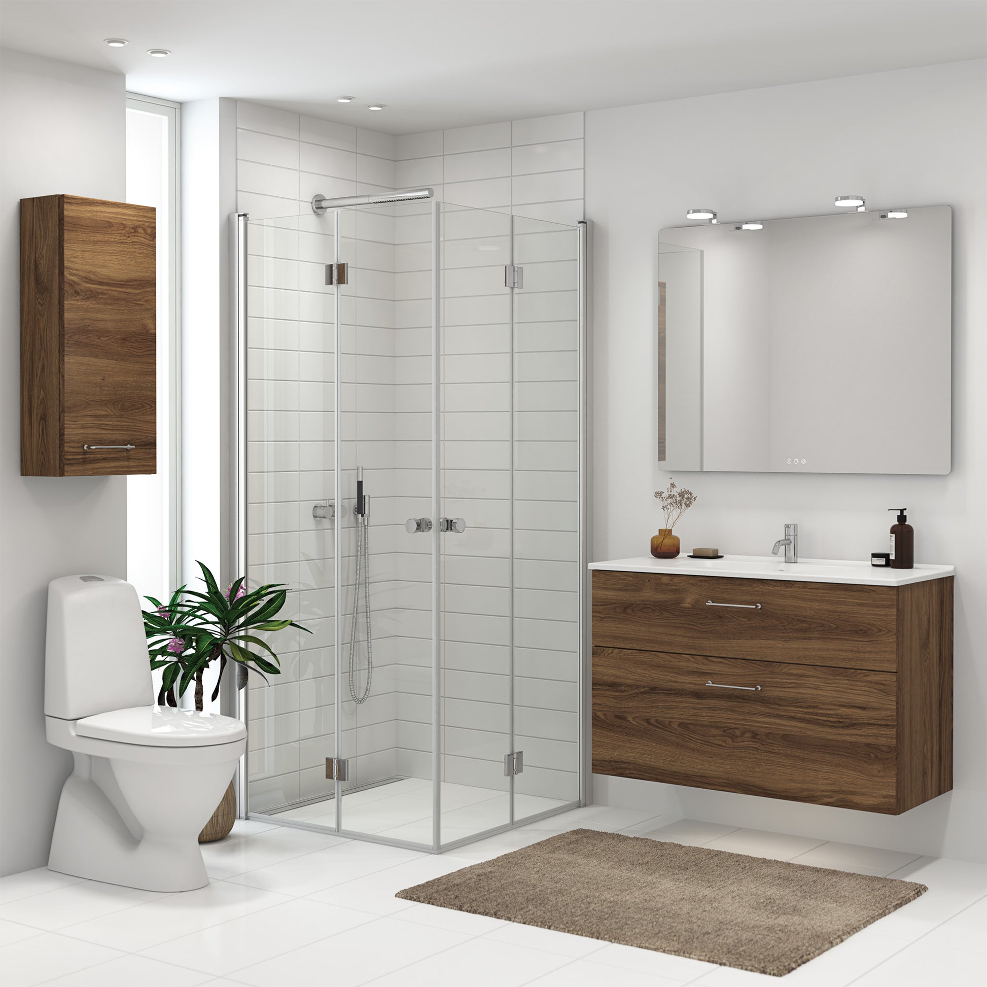 Dansani Match"B" Foldedør 200*77-79 cm satin / klart glas