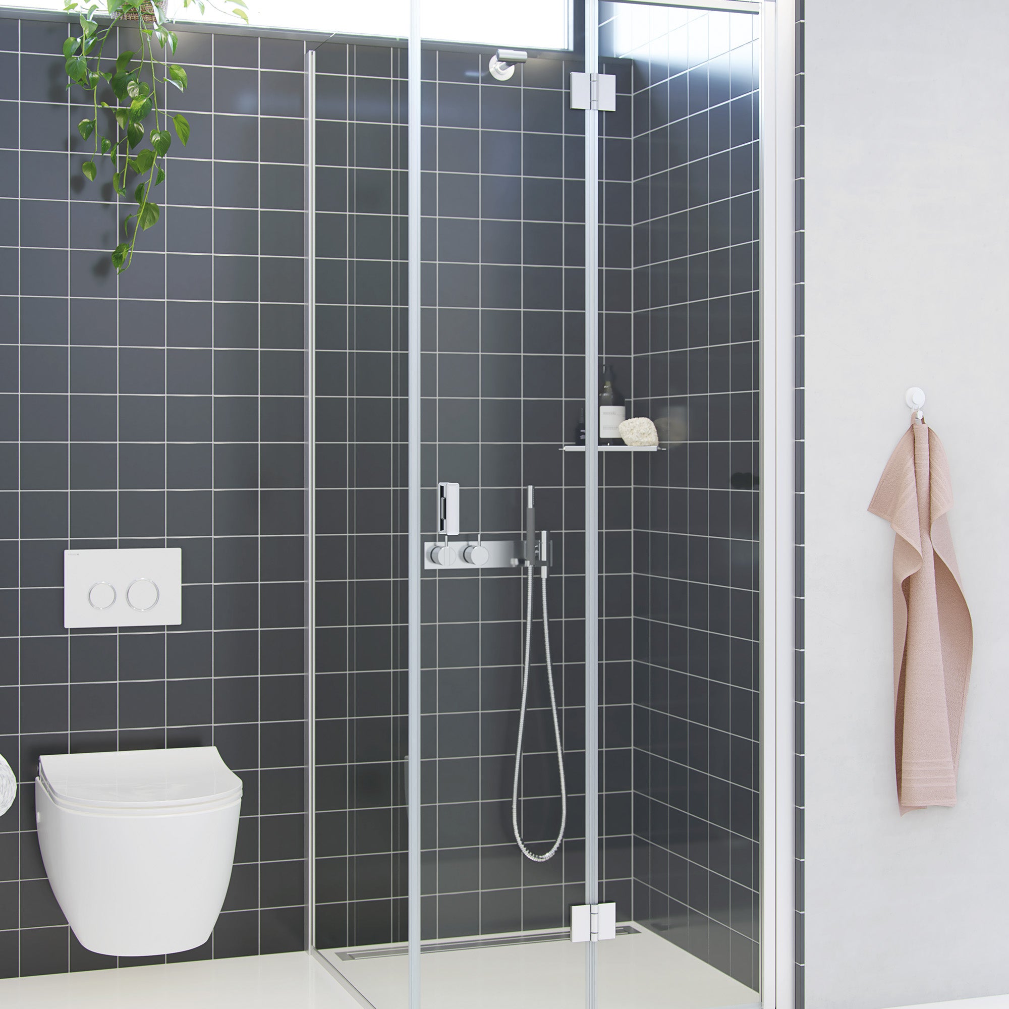 Dansani Match"B" Foldedør 200*77-79 cm satin / klart glas