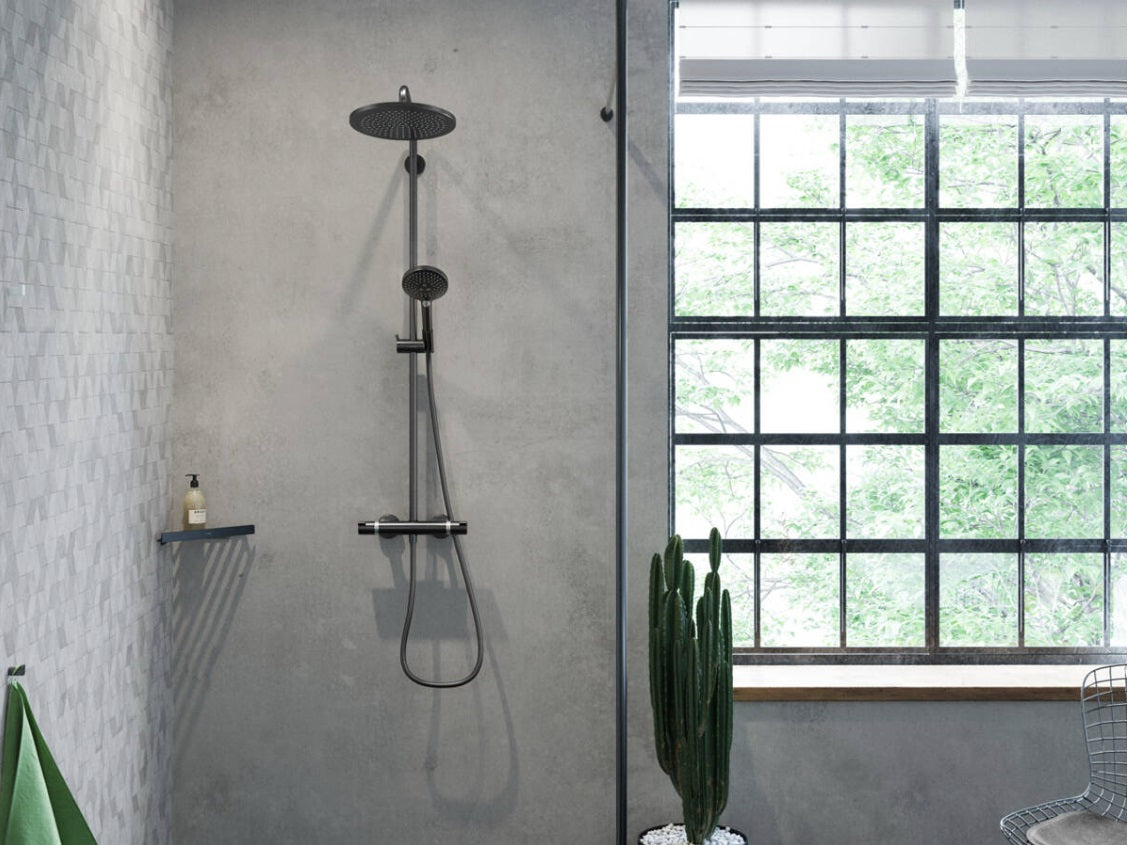 Hansgrohe Raindance Select S 240 PowderRain showerpipe, børstet sort krom