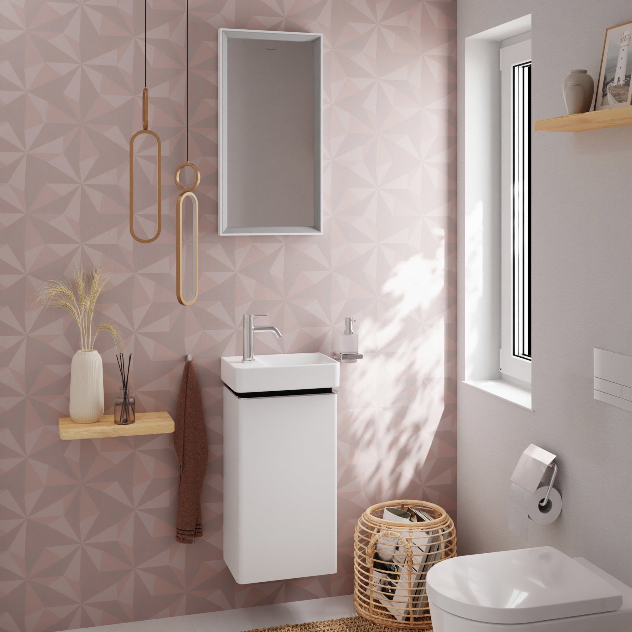 HANSGROHE Xelu Q vaskeskab 340x245x605mm låge tv MDF hvid højgl/