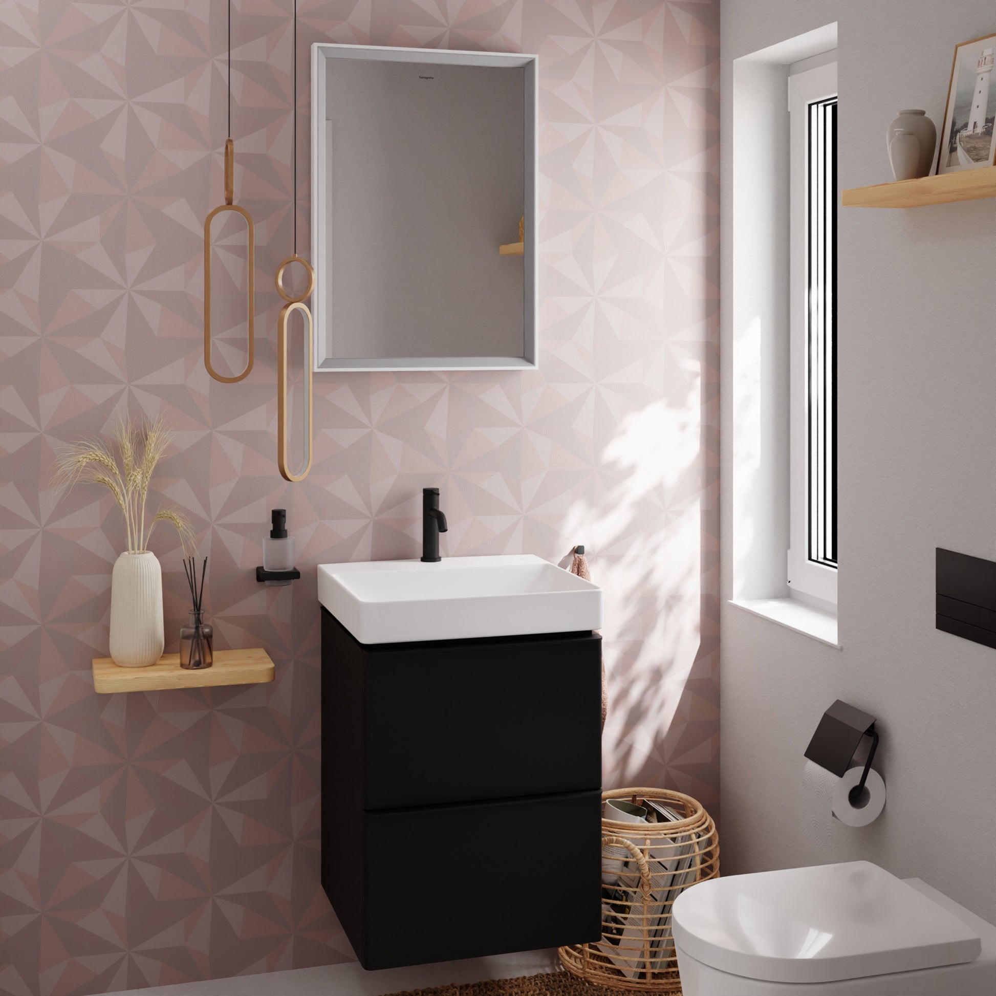 HANSGROHE Xelu Q vaskeskab mat diamantgrå 480X475mm m/ 2 skuffer