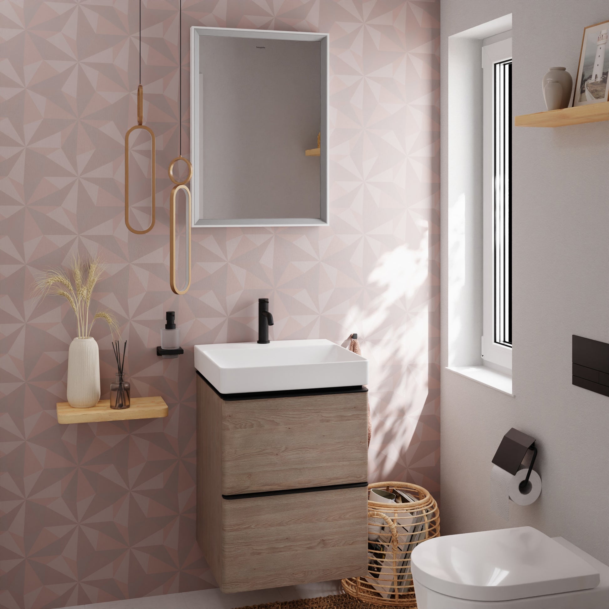 HANSGROHE Xelu Q vaskeskab 480x475x605mm 2skuffer MDF naturlig e