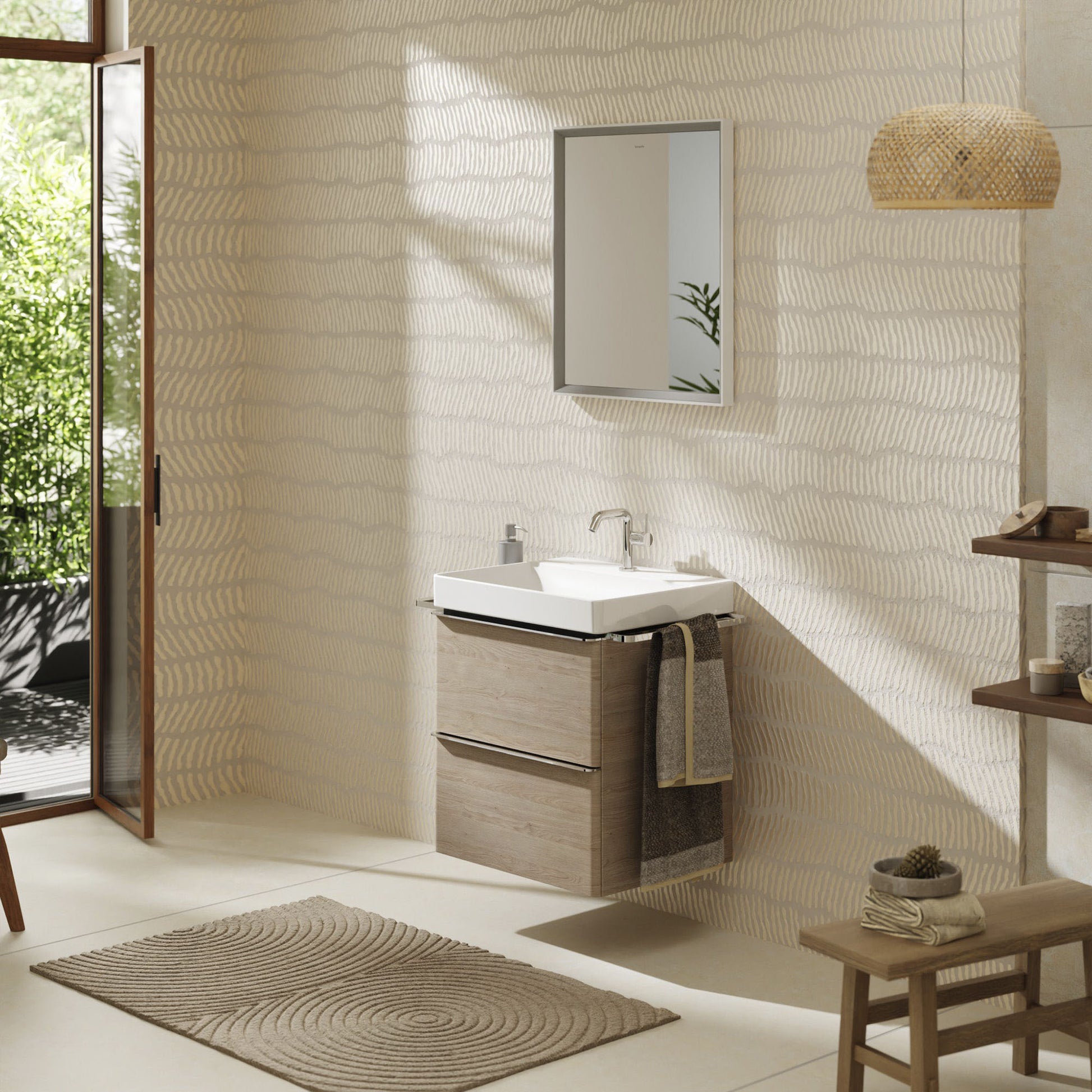 HANSGROHE Xelu Q vaskeskab 580x475x605mm 2skuffer MDF naturlig e