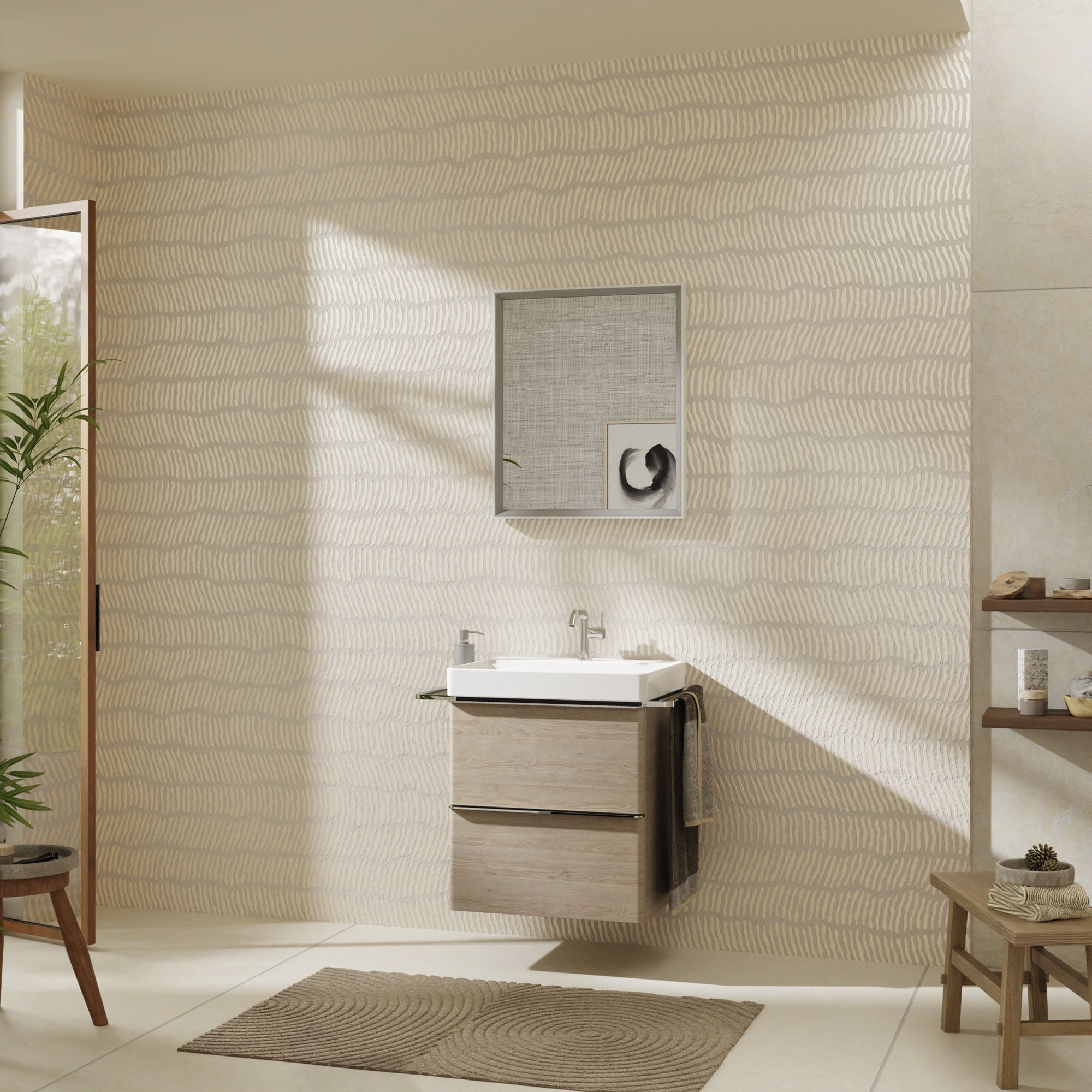 HANSGROHE Xelu Q vaskeskab 580x475x605mm 2skuffer MDF naturlig e