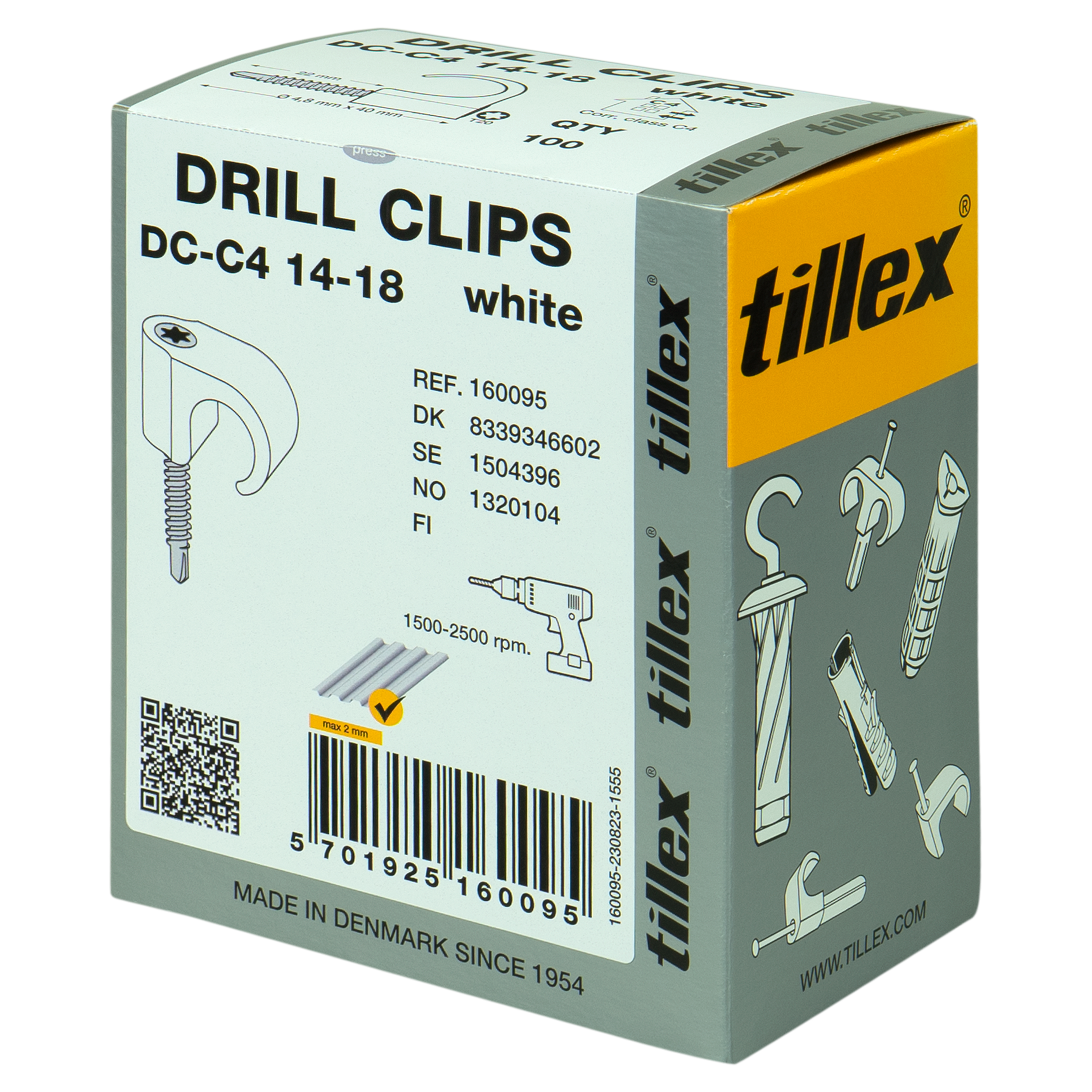 Drill Clips DC-C4 14-18, TX20, 4,8 x 40 mm, hvid (100)